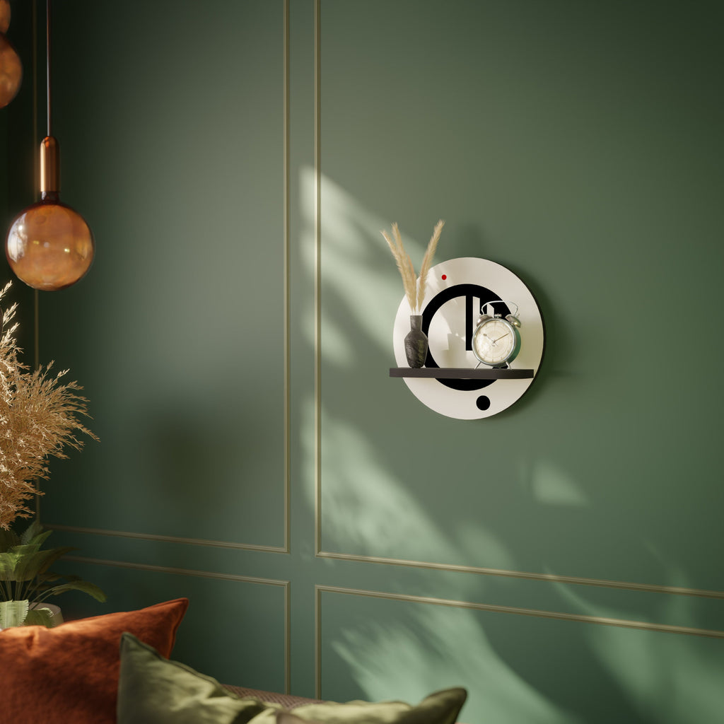 Étagère d'art ronde MINIMAL DOTS en finition noire