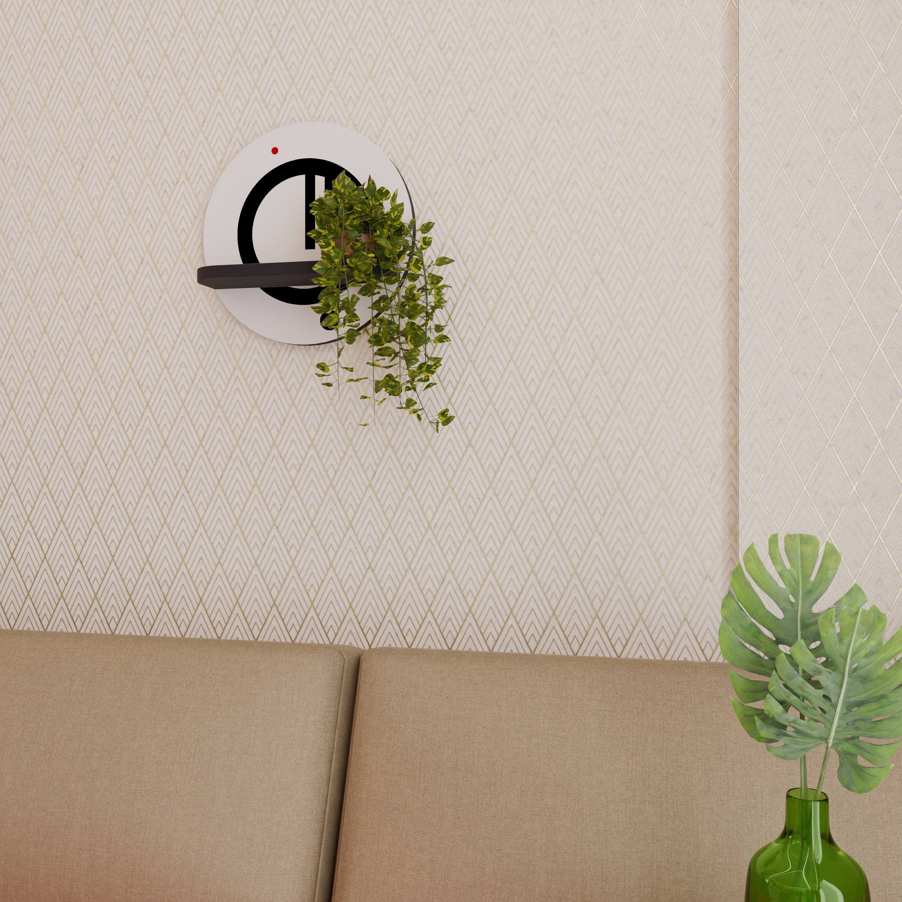 Étagère d'art ronde MINIMAL DOTS en finition noire