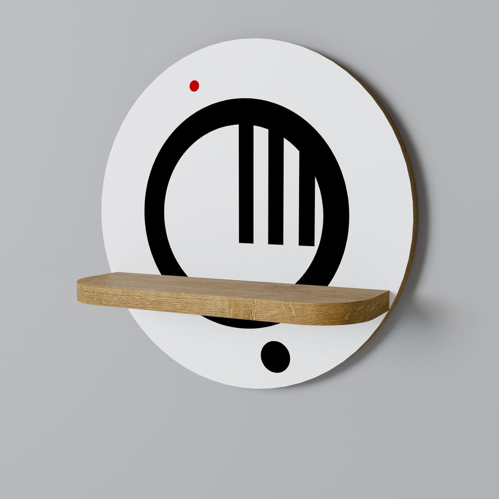 Étagère d'art ronde MINIMAL DOTS effet chêne