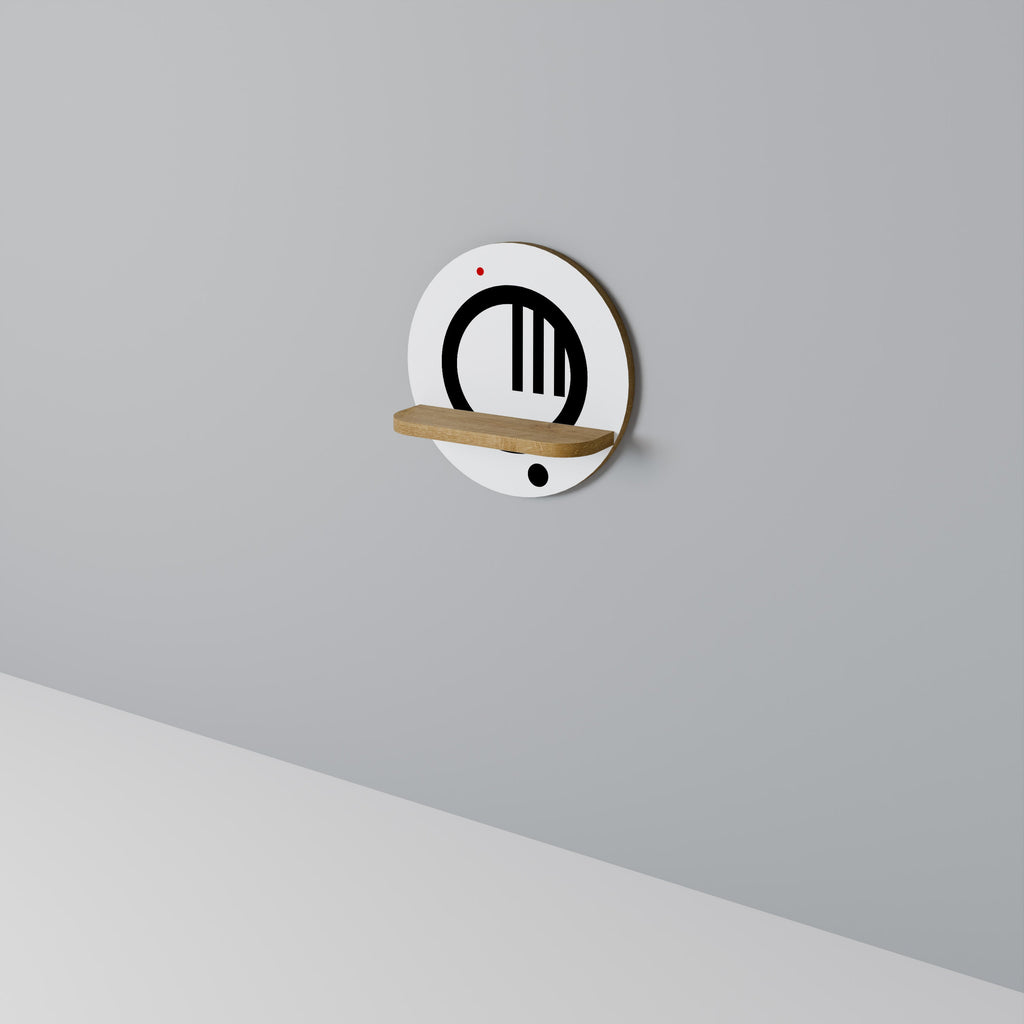 Étagère d'art ronde MINIMAL DOTS effet chêne