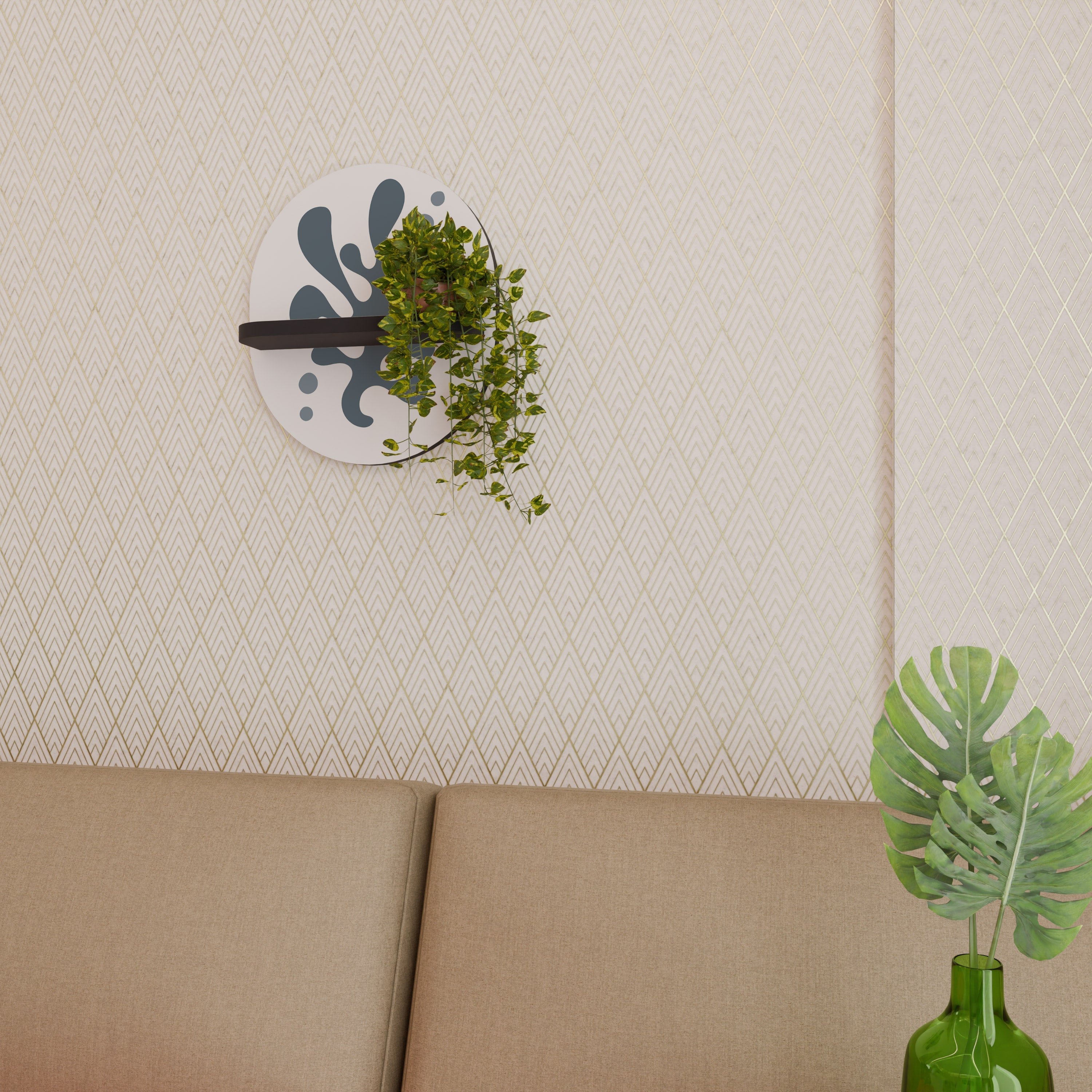 Étagère ovale WONDERLAND VEGETATION en finition noire