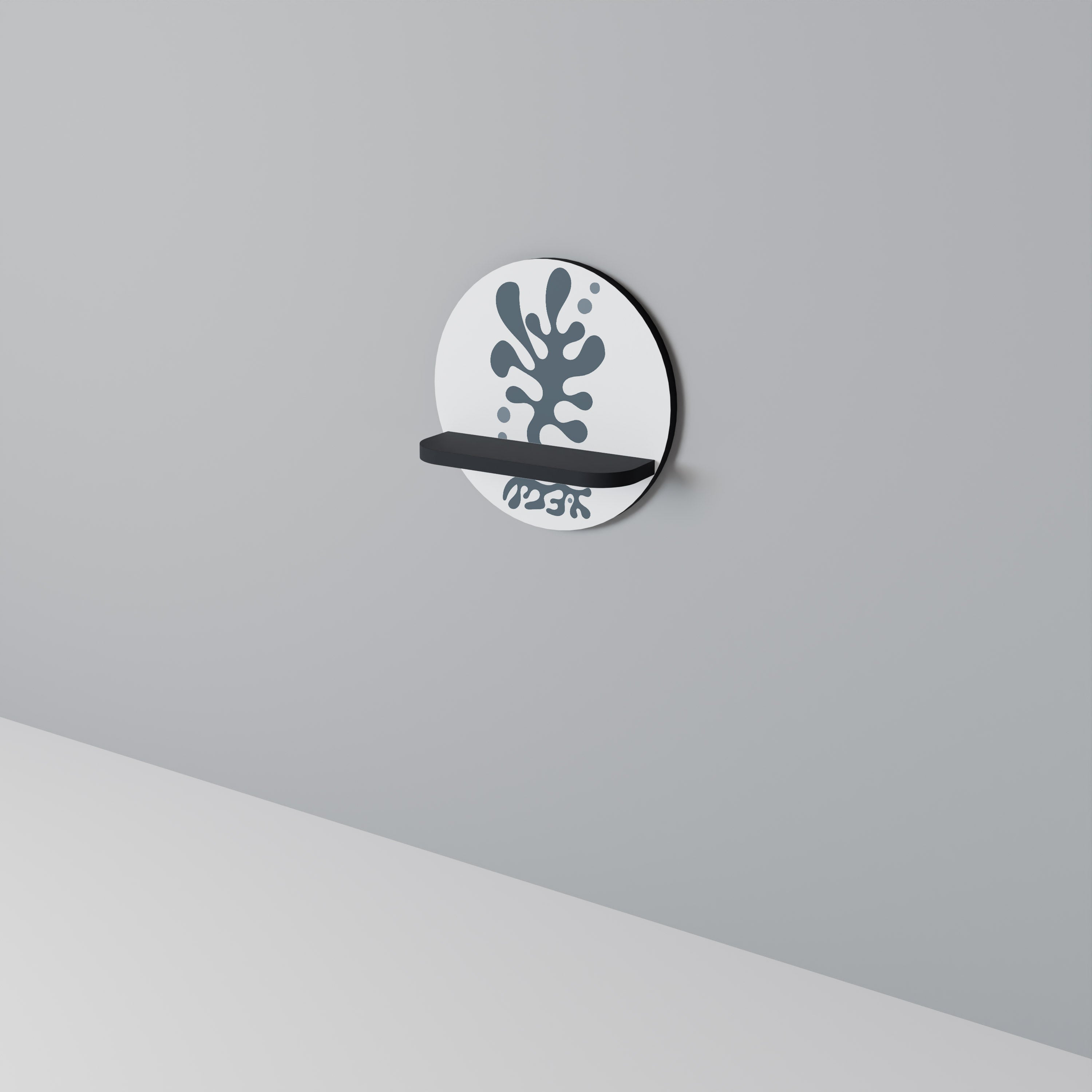 Étagère d'art ronde WONDERLAND VEGETATION en finition noire