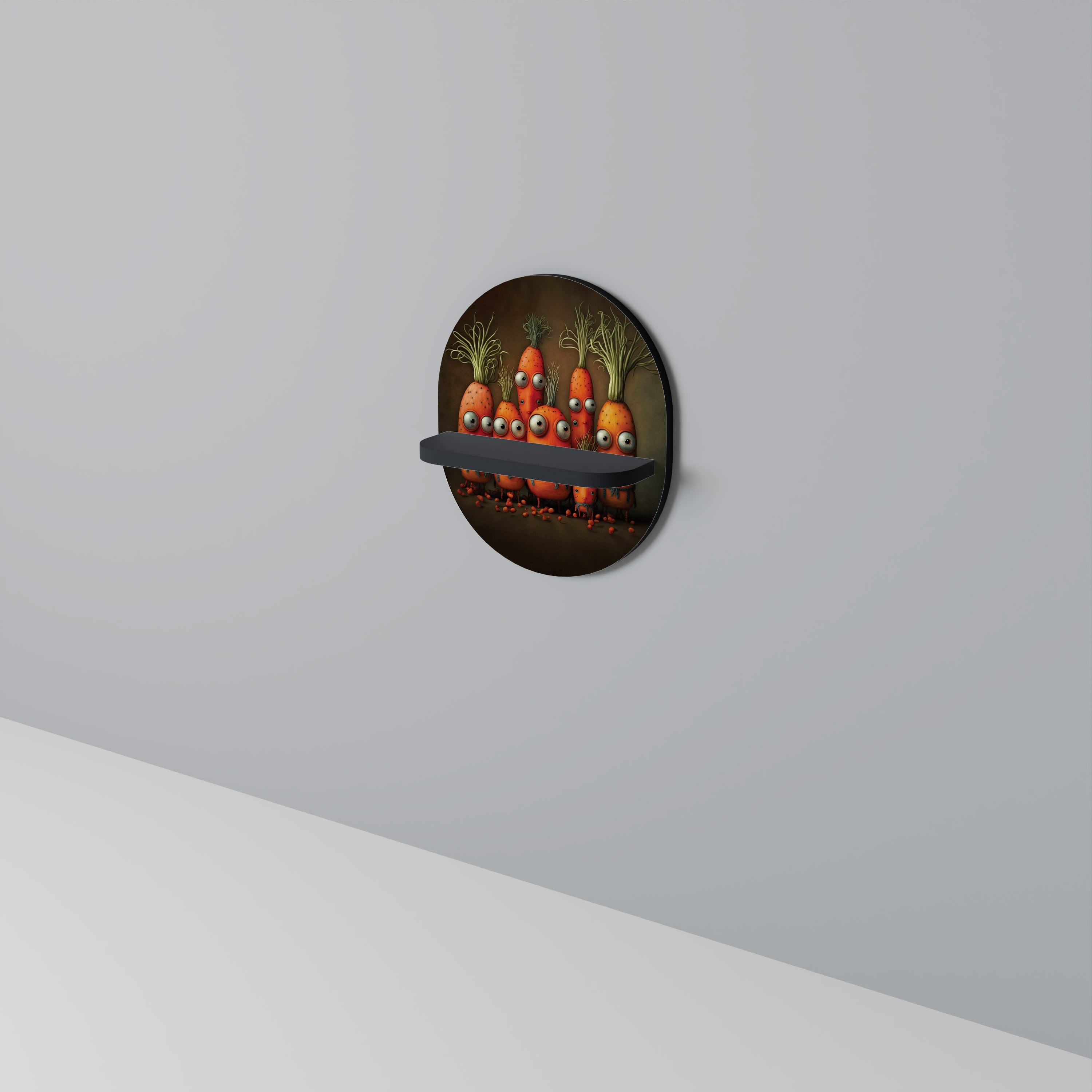 Étagère d'art ovale mignonne ou effrayante en finition noire