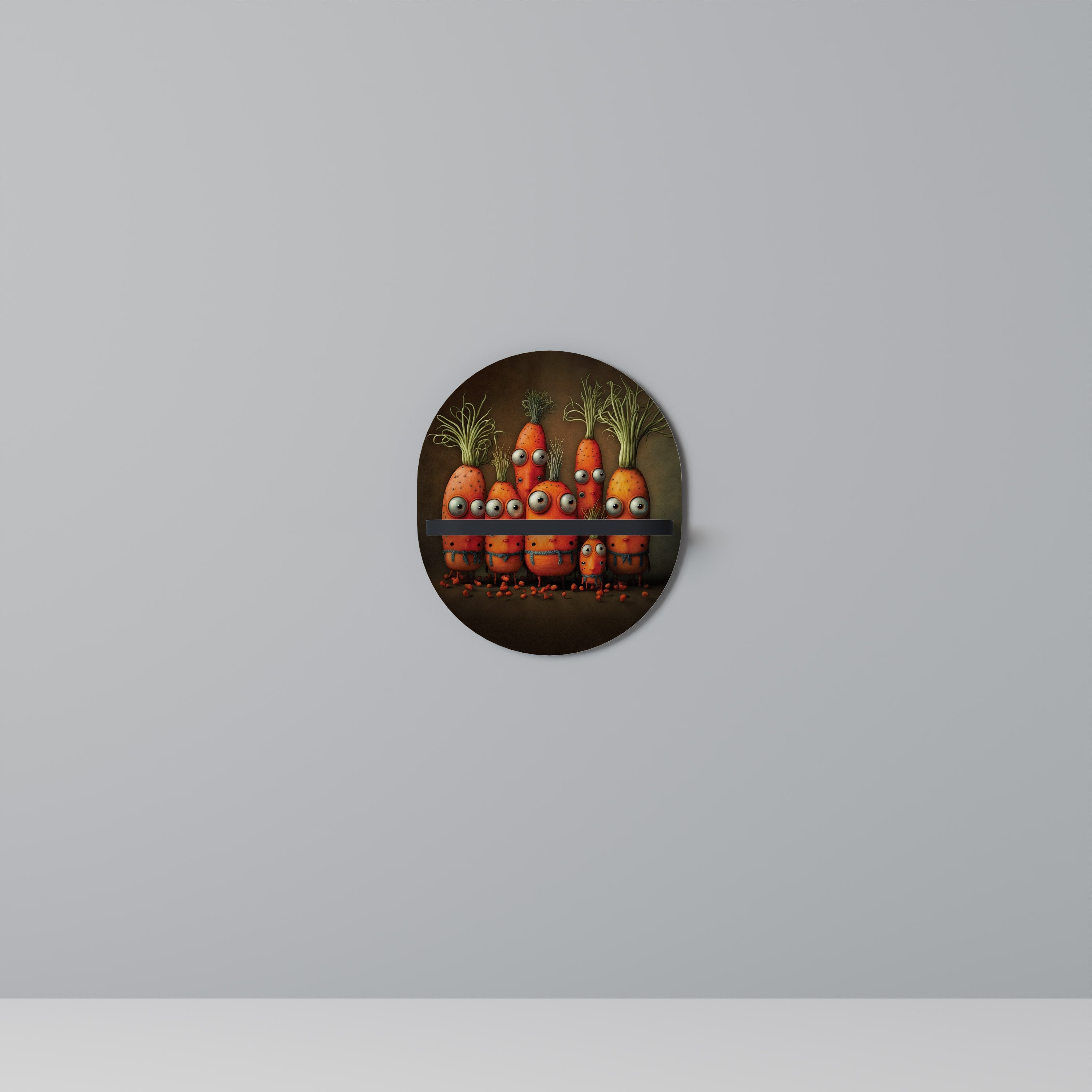 Étagère d'art ovale mignonne ou effrayante en finition noire