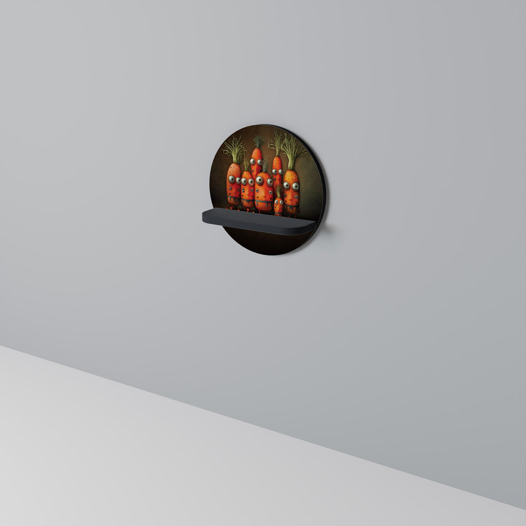 Étagère d'art ronde MIGNONNE OU EFFRAYANTE en finition noire