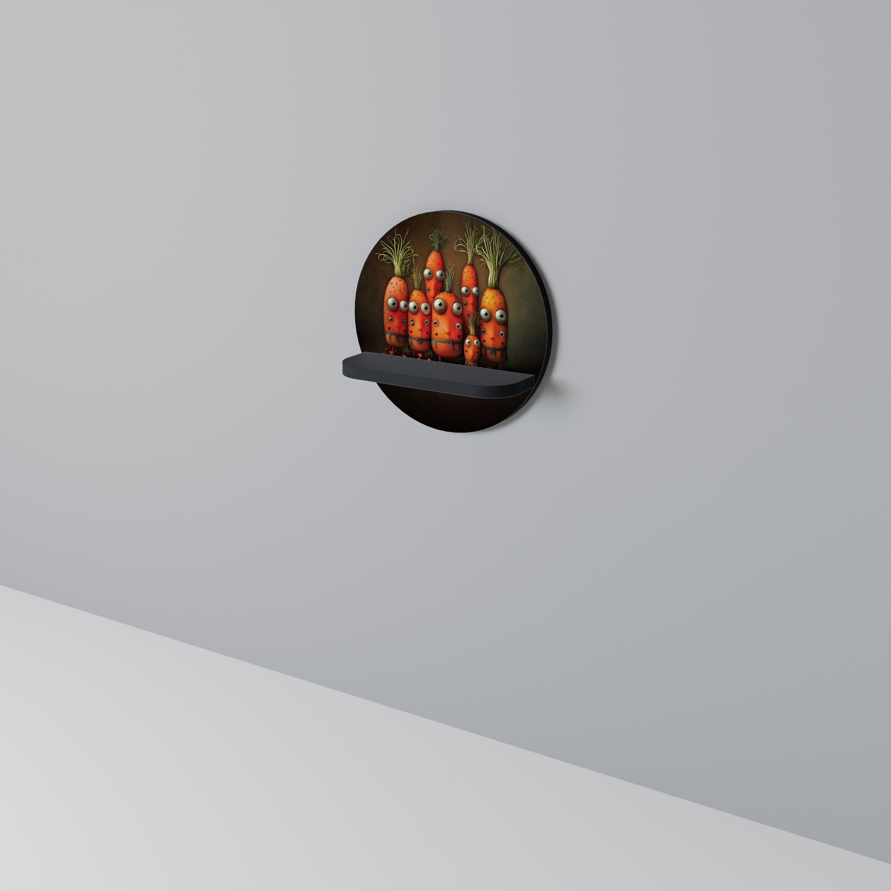 Étagère d'art ronde MIGNONNE OU EFFRAYANTE en finition noire