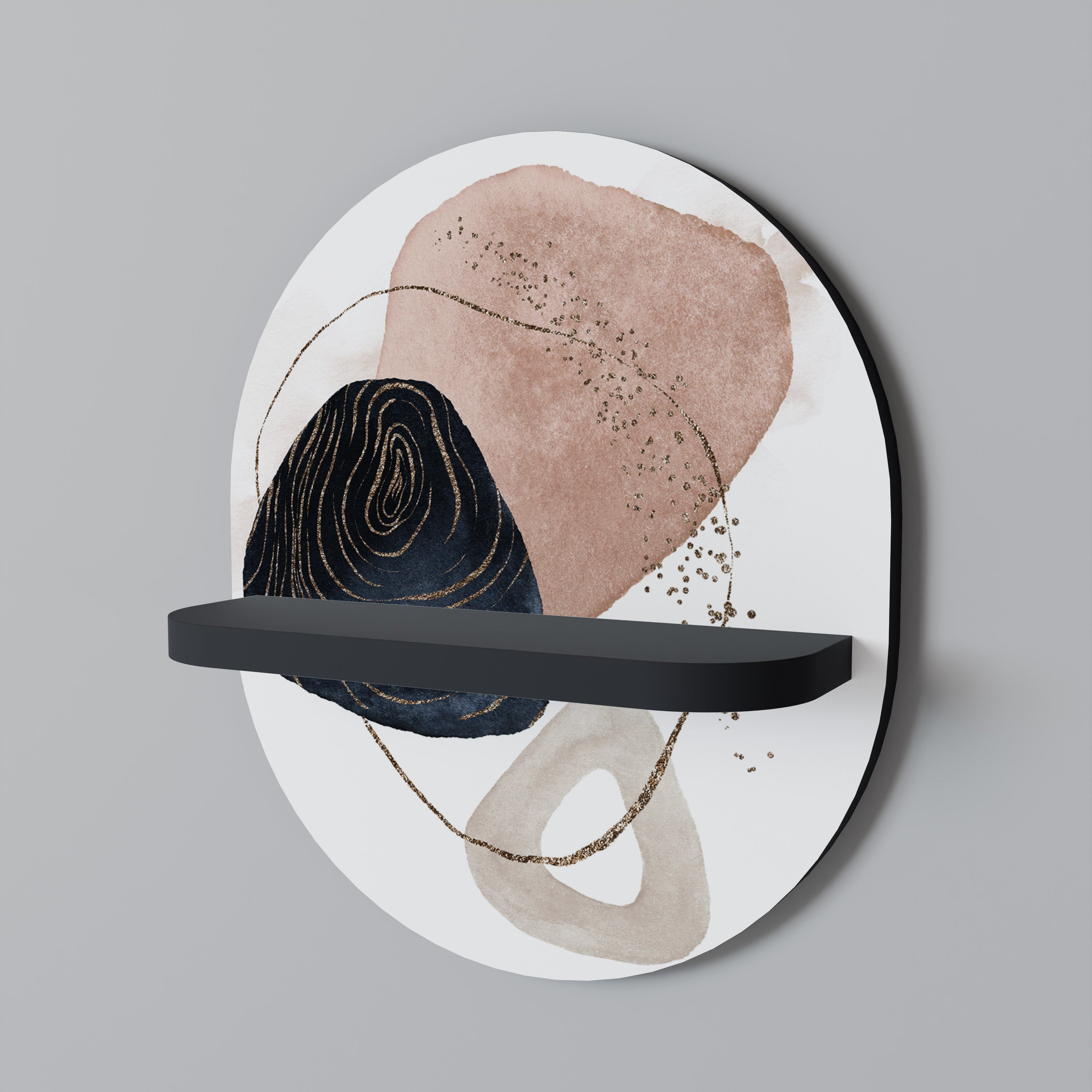 Étagère d'art ovale COLORFUL SHAPES en finition noire