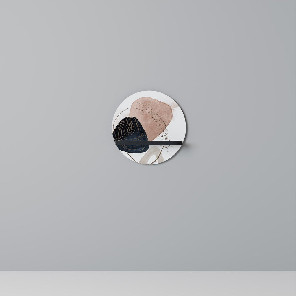 Étagère ronde aux formes colorées, finition noire