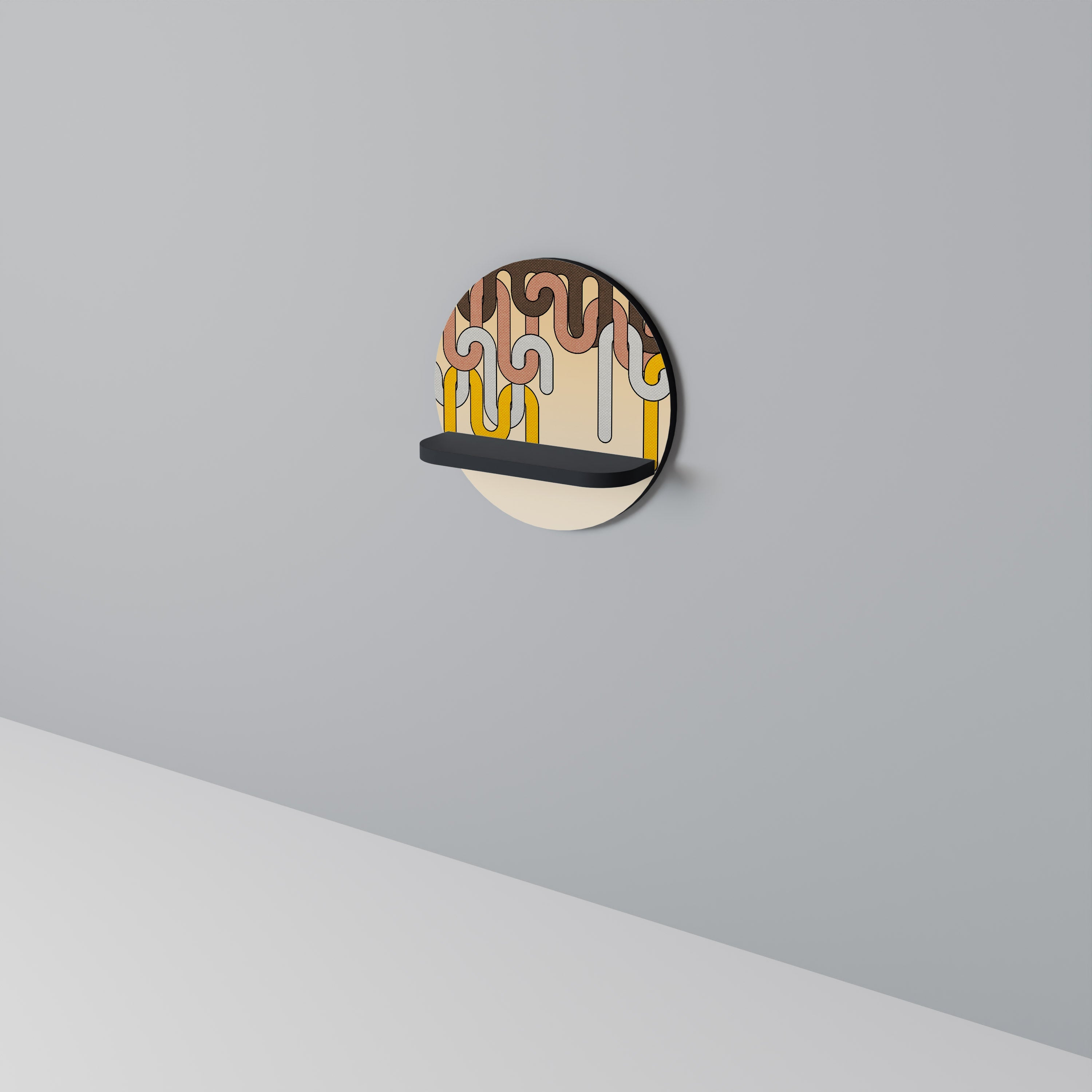 Étagère ronde à cordes colorées en finition noire