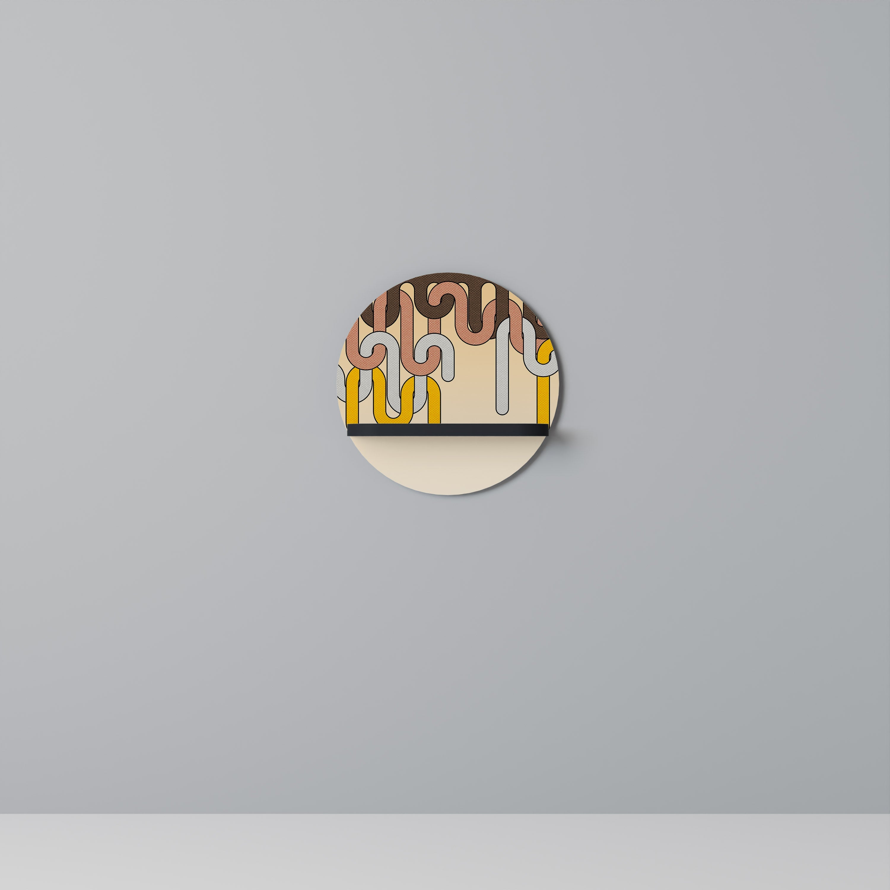 Étagère ronde à cordes colorées en finition noire