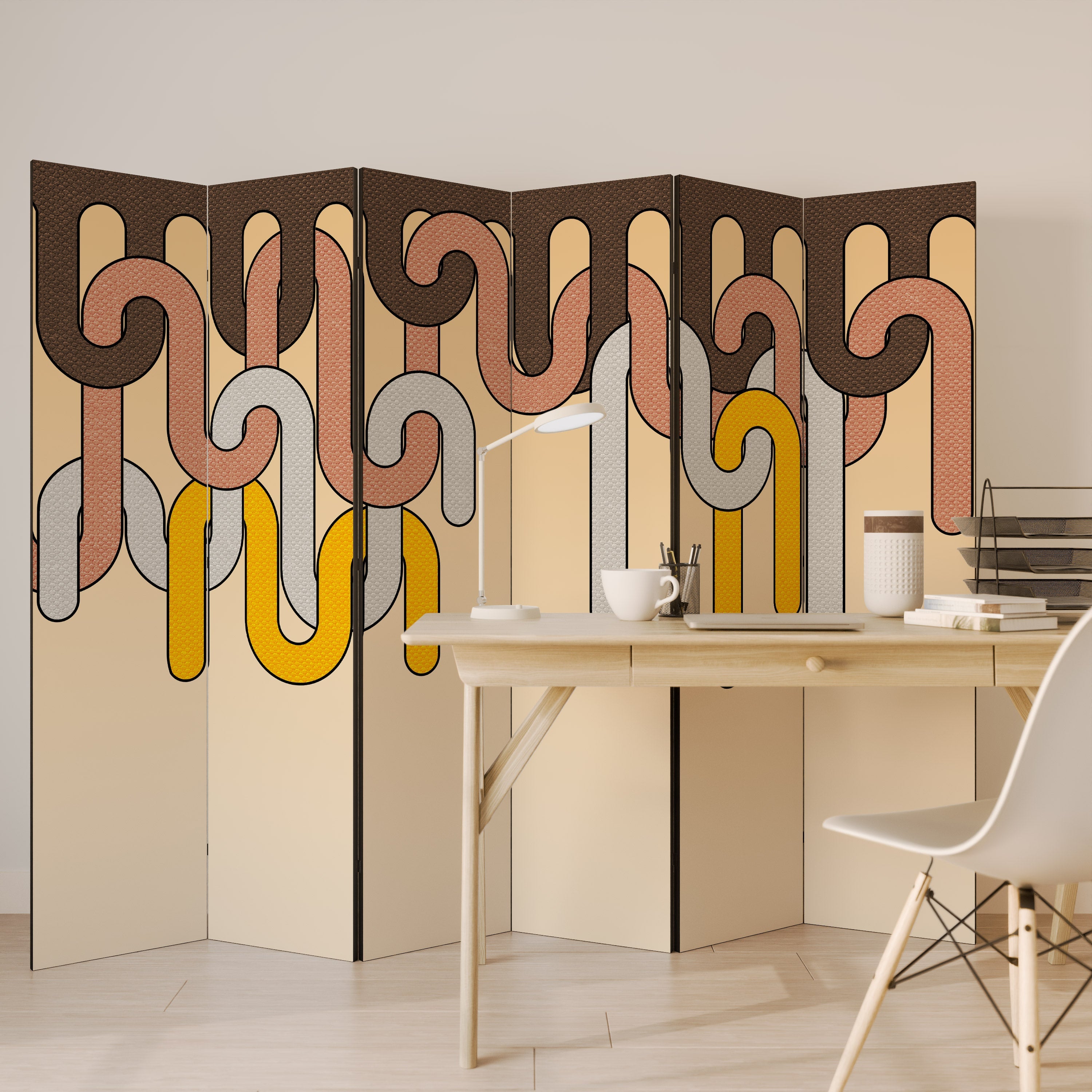 COLORFUL STRINGS Decorative 6-Panel Room Divider