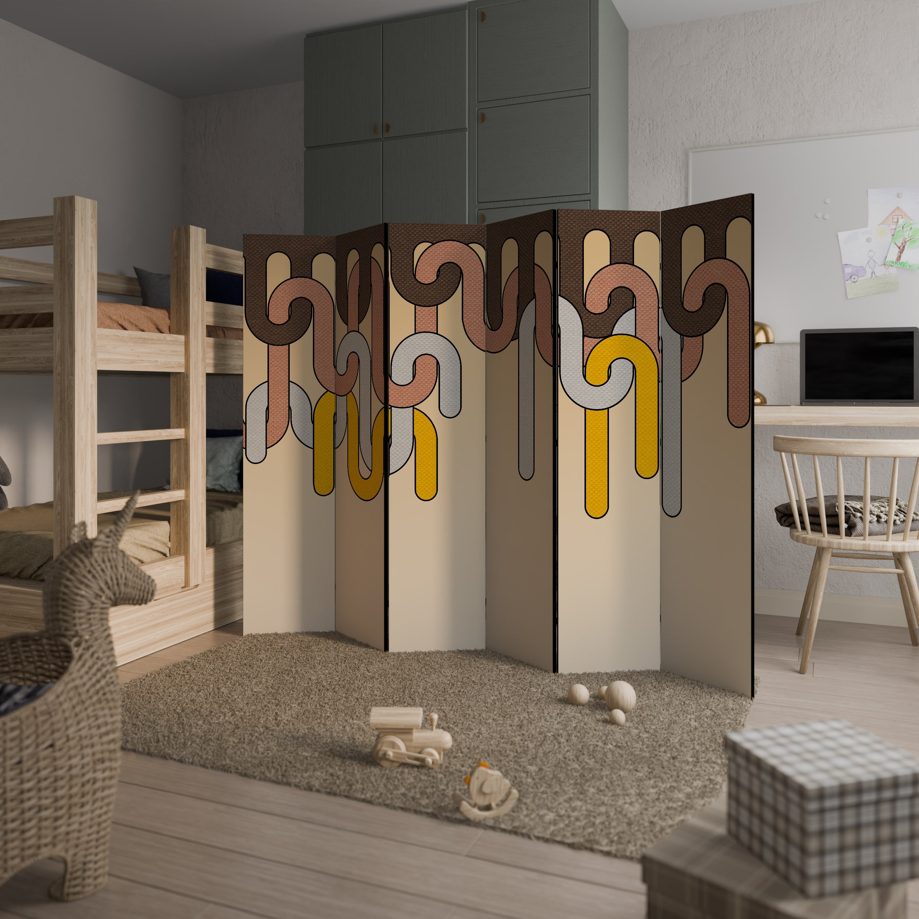 COLORFUL STRINGS Decorative 6-Panel Room Divider