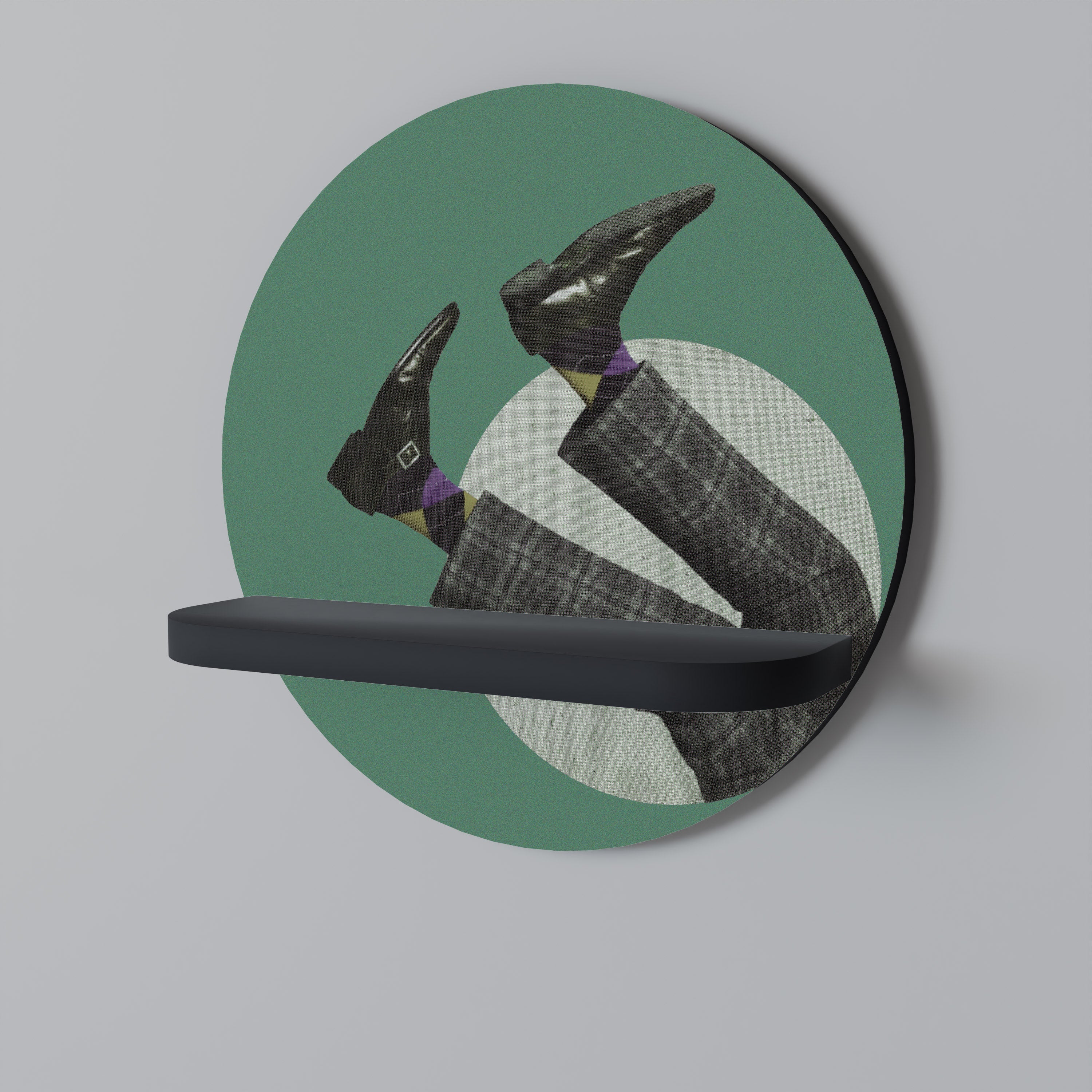 Étagère d'art ronde FALL OF MAN en finition noire