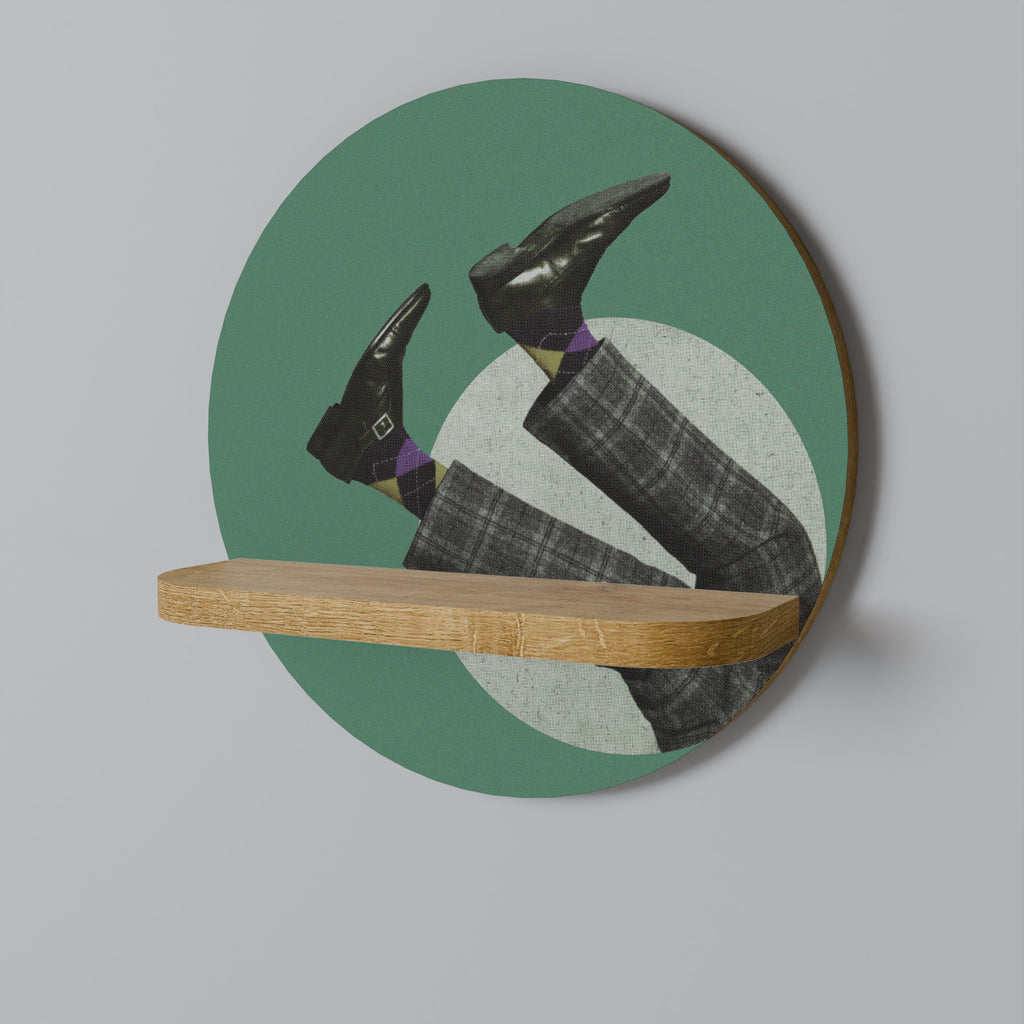 Étagère d'art ronde FALL OF MAN effet chêne