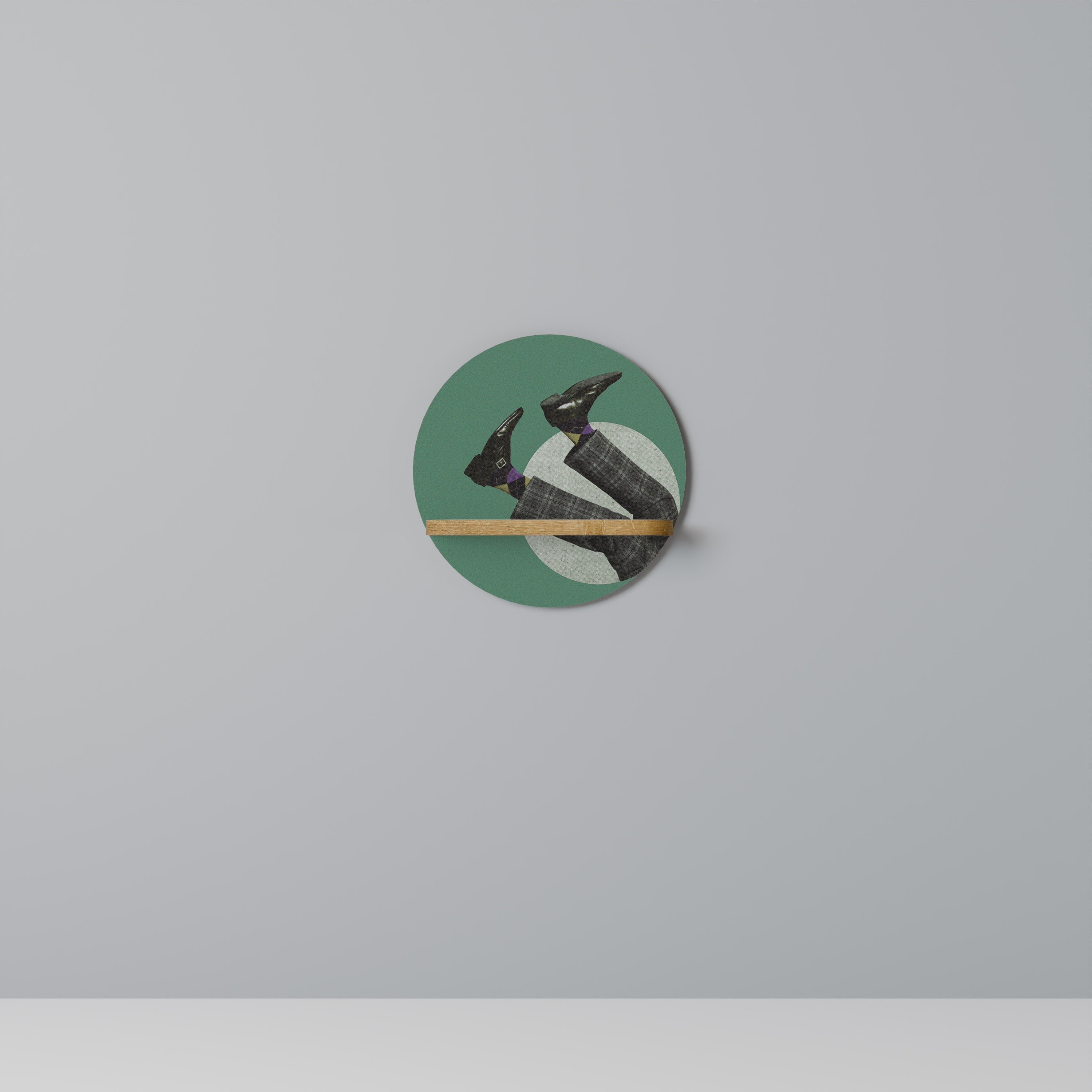 Étagère d'art ronde FALL OF MAN effet chêne