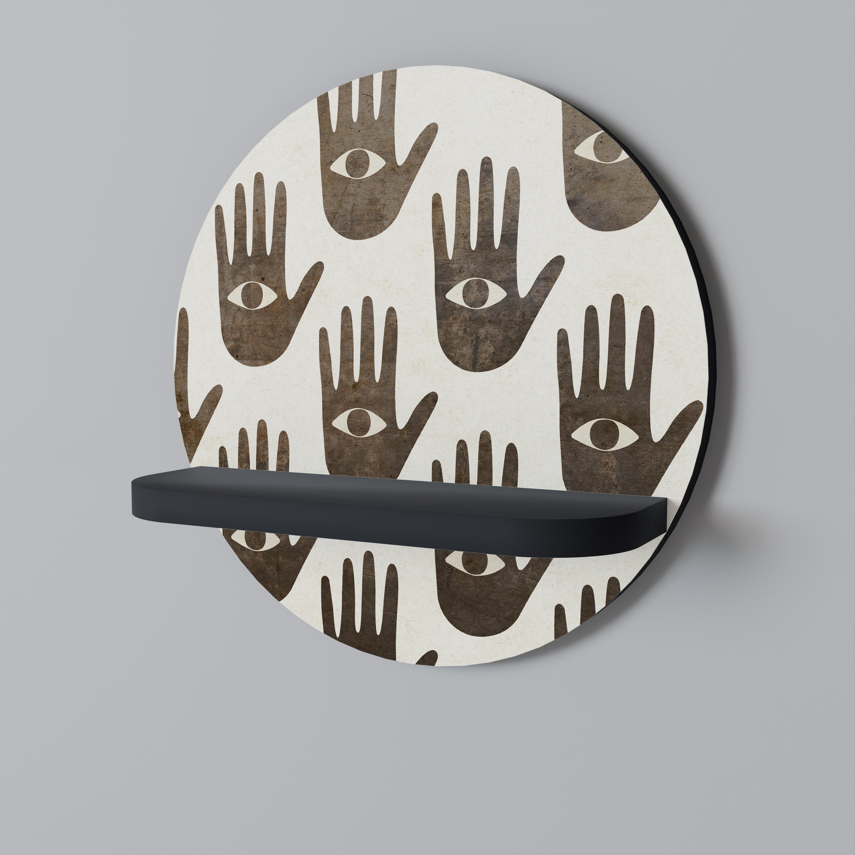 VOIR PLUS Étagère d'art ronde en finition noire