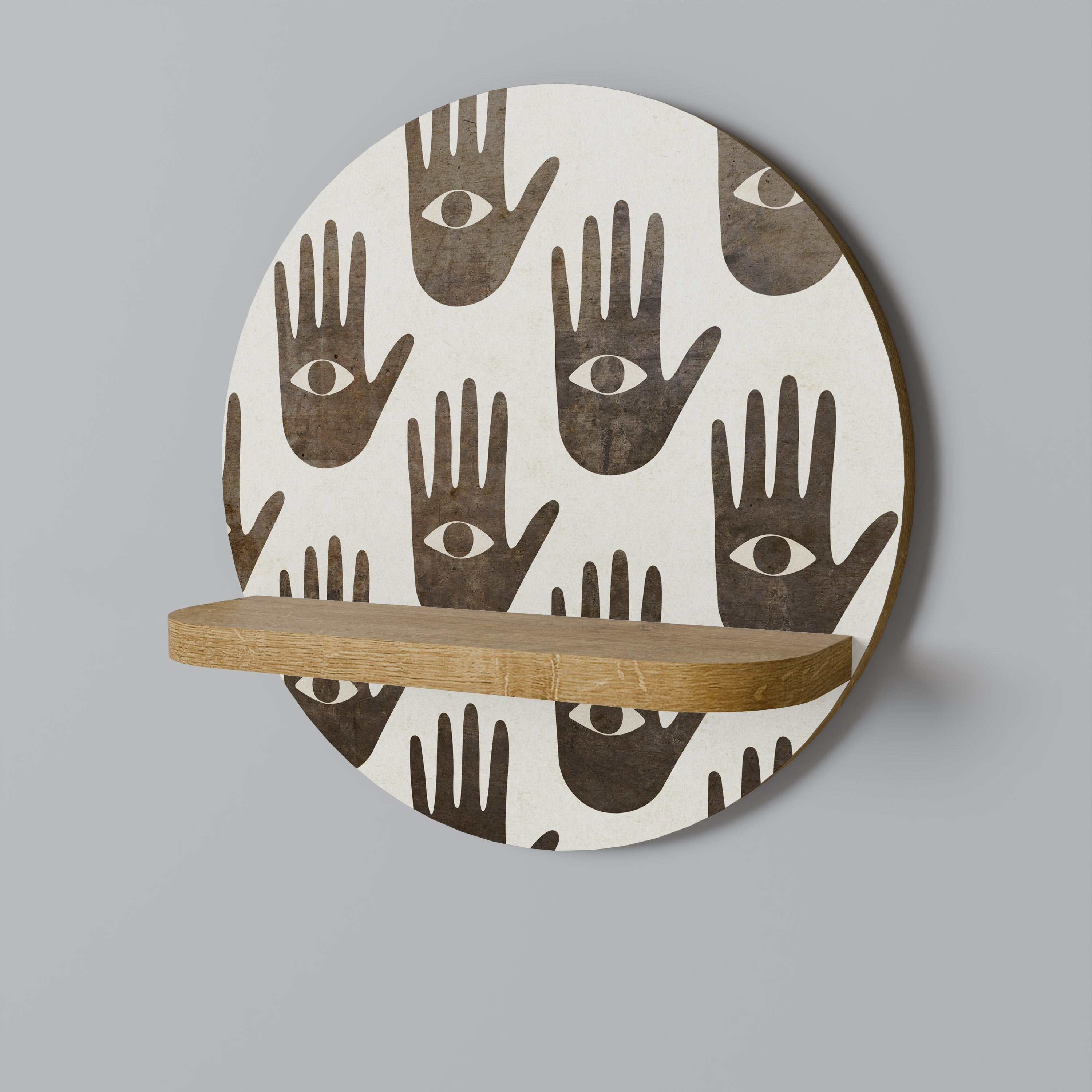 VOIR PLUS Étagère d'art ronde effet chêne