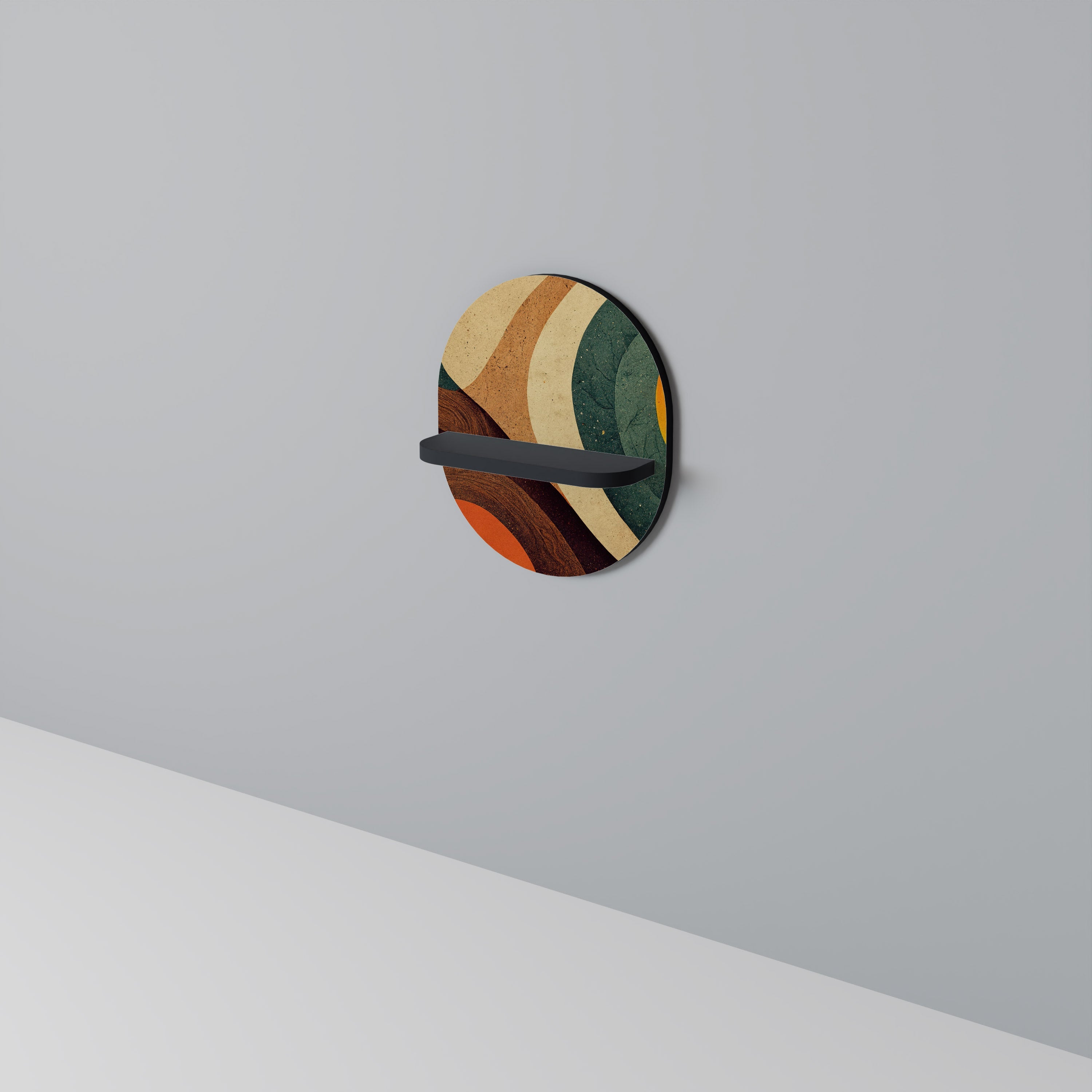 Étagère d'art ovale COLORFUL STRANDS en finition noire