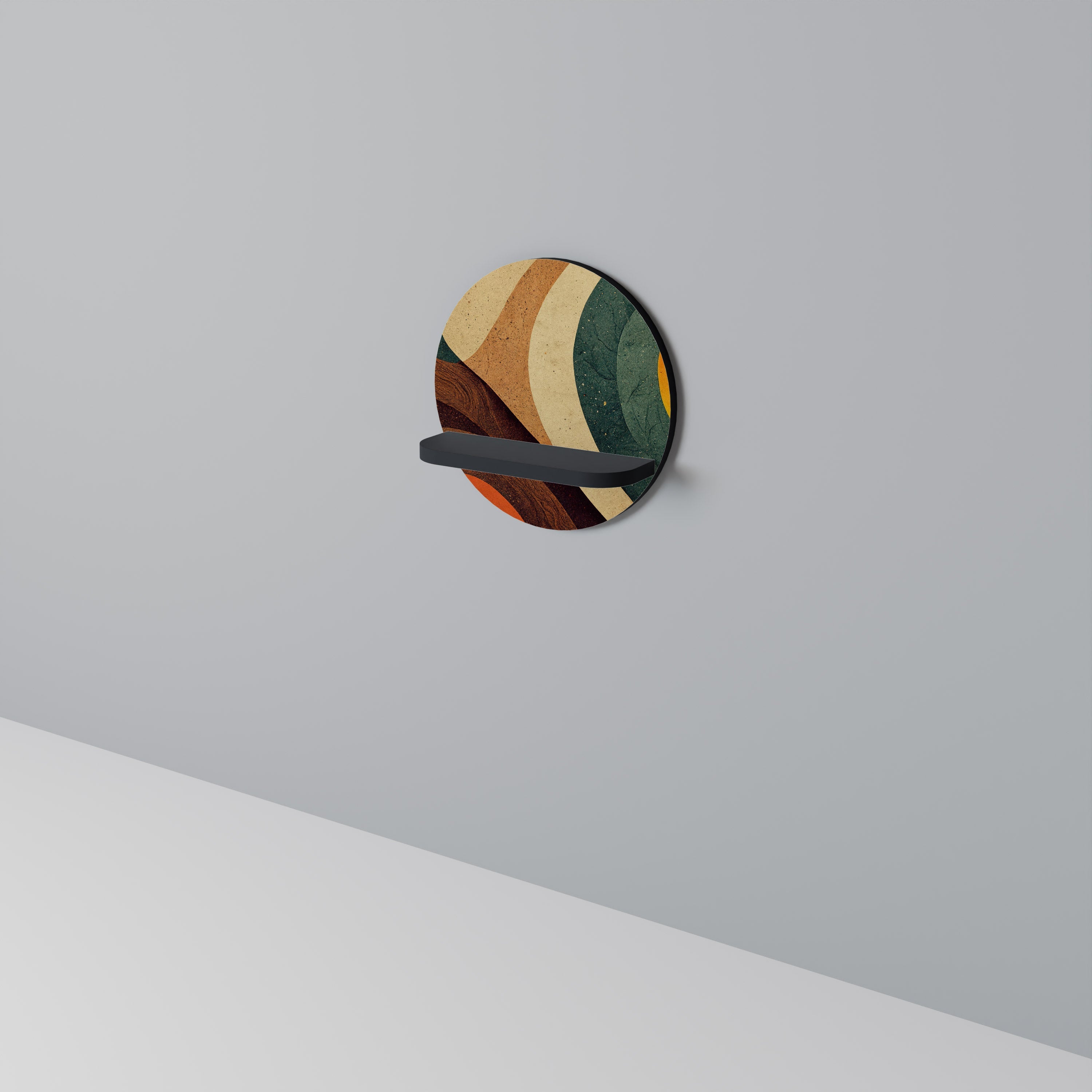 Étagère ronde COLORFUL STRANDS en finition noire