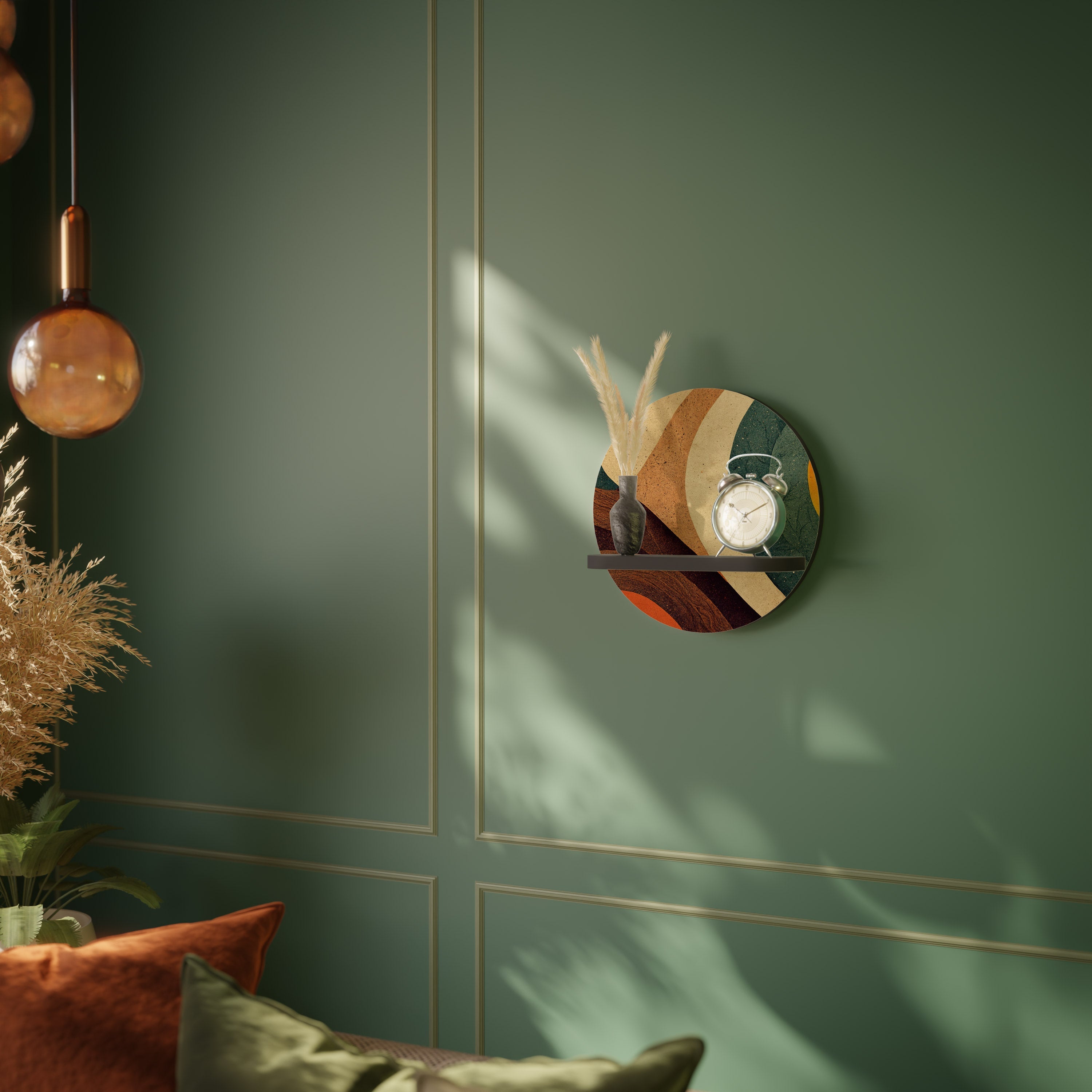 Étagère ronde COLORFUL STRANDS en finition noire