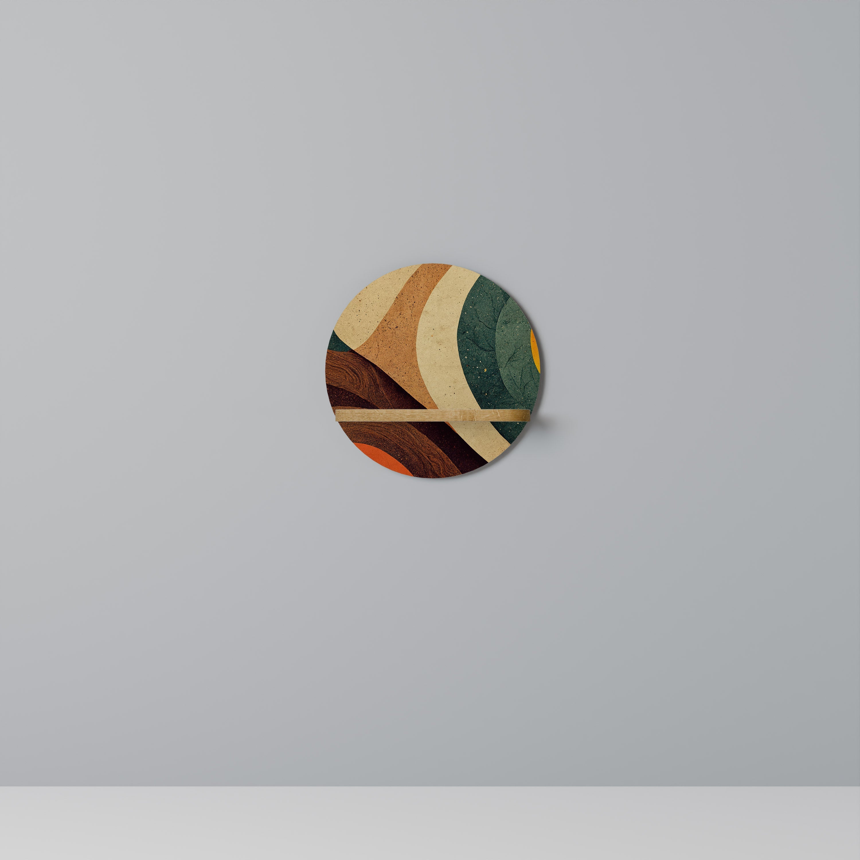 Étagère d'art ronde COLORFUL STRANDS effet chêne