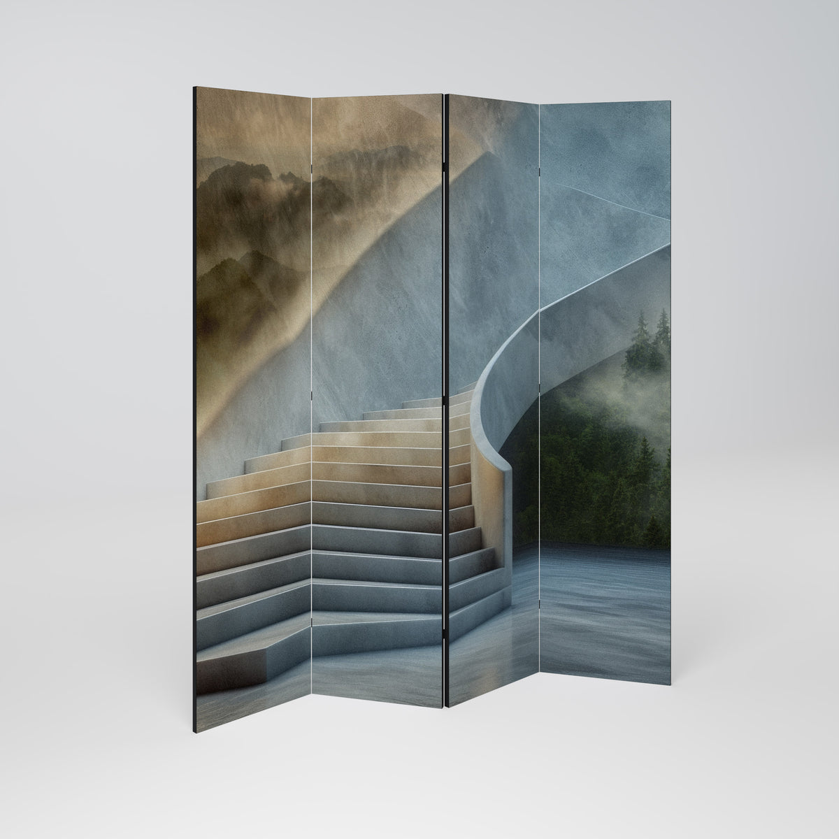 STEPS TO SERENITY 4-Panel Room Divider