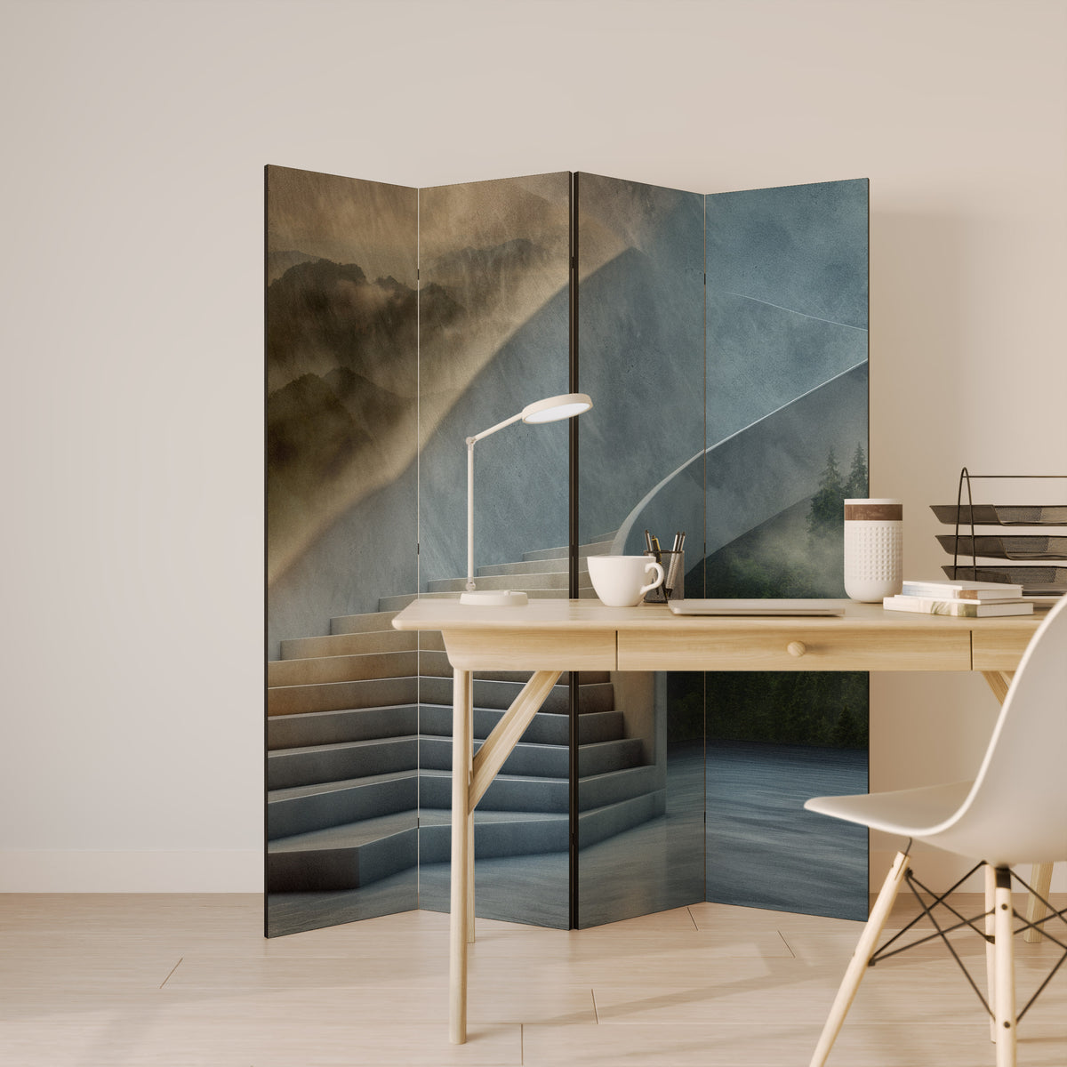STEPS TO SERENITY 4-Panel Room Divider