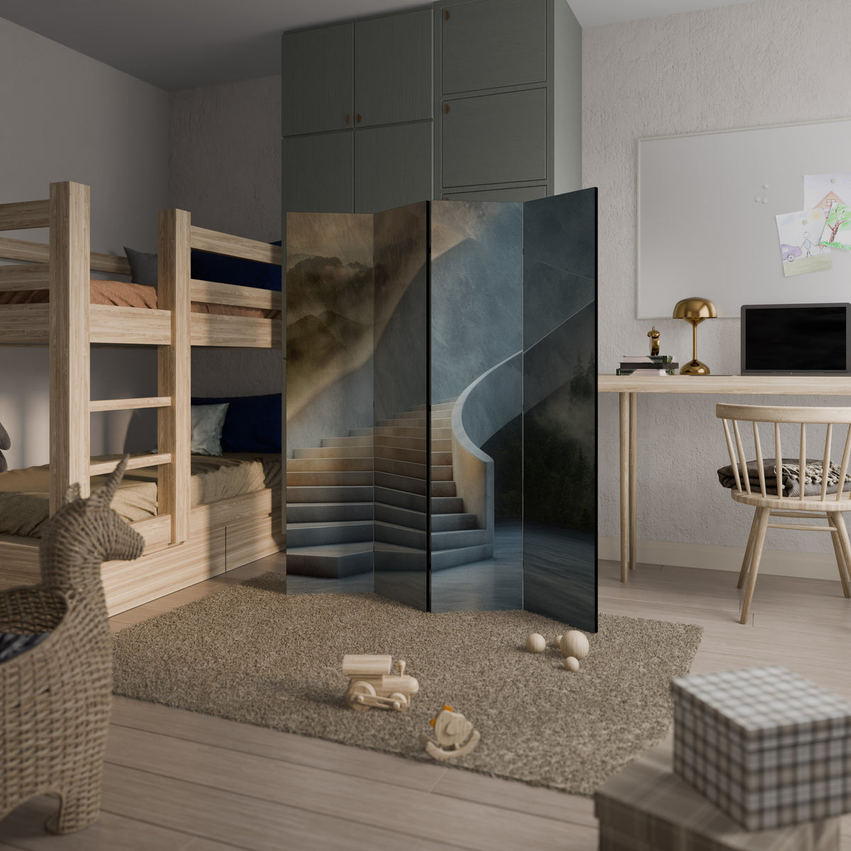 STEPS TO SERENITY 4-Panel Room Divider