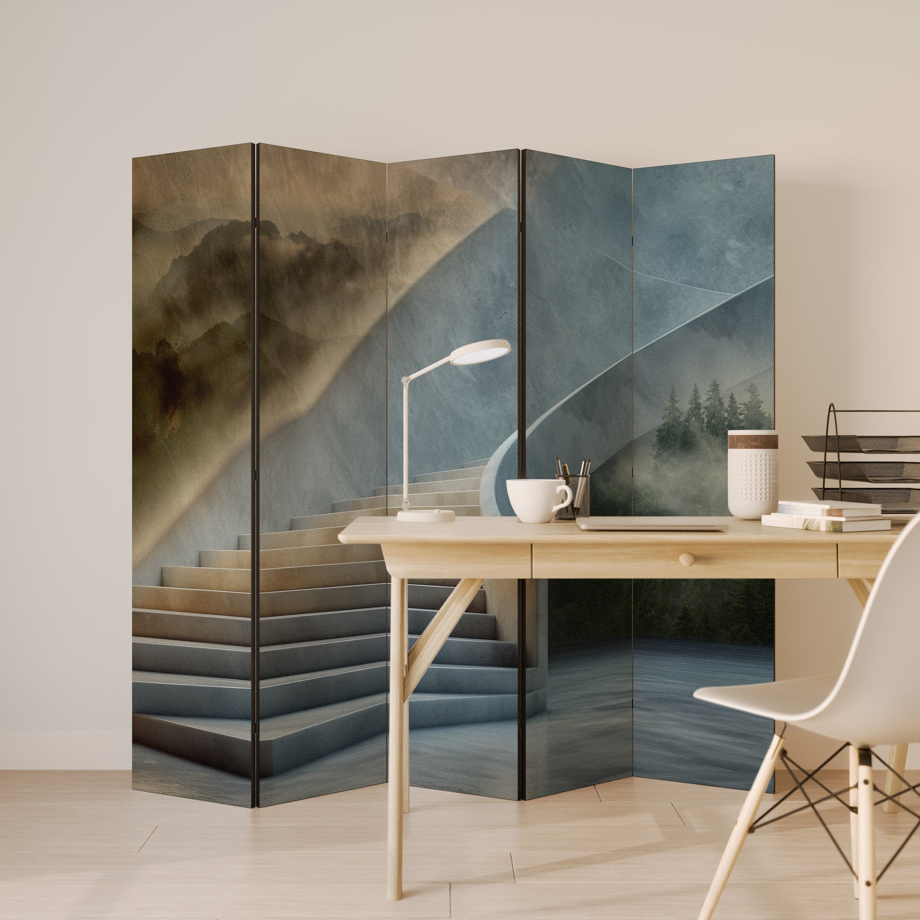 STEPS TO SERENITY 5-Panel Room Divider