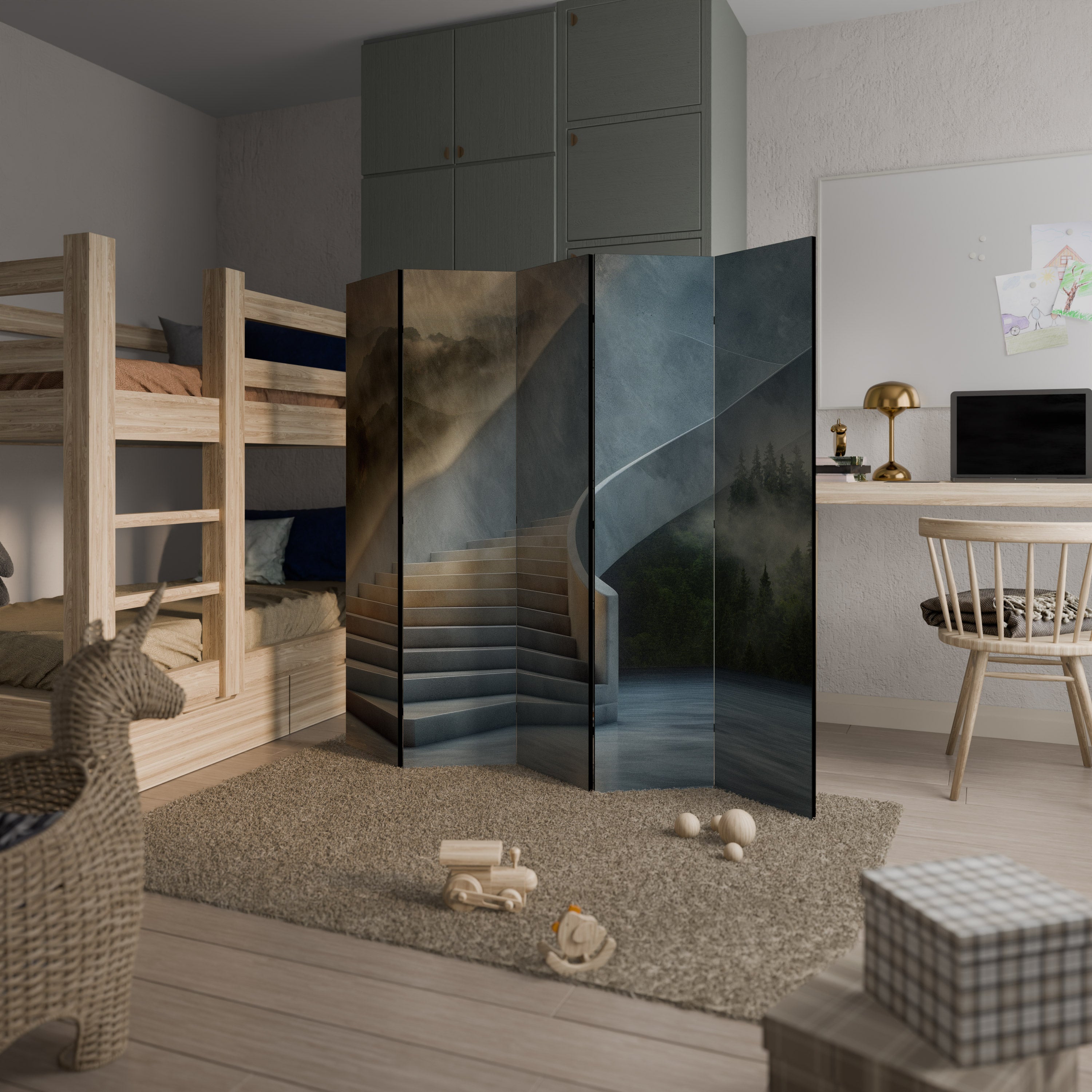 STEPS TO SERENITY 5-Panel Room Divider