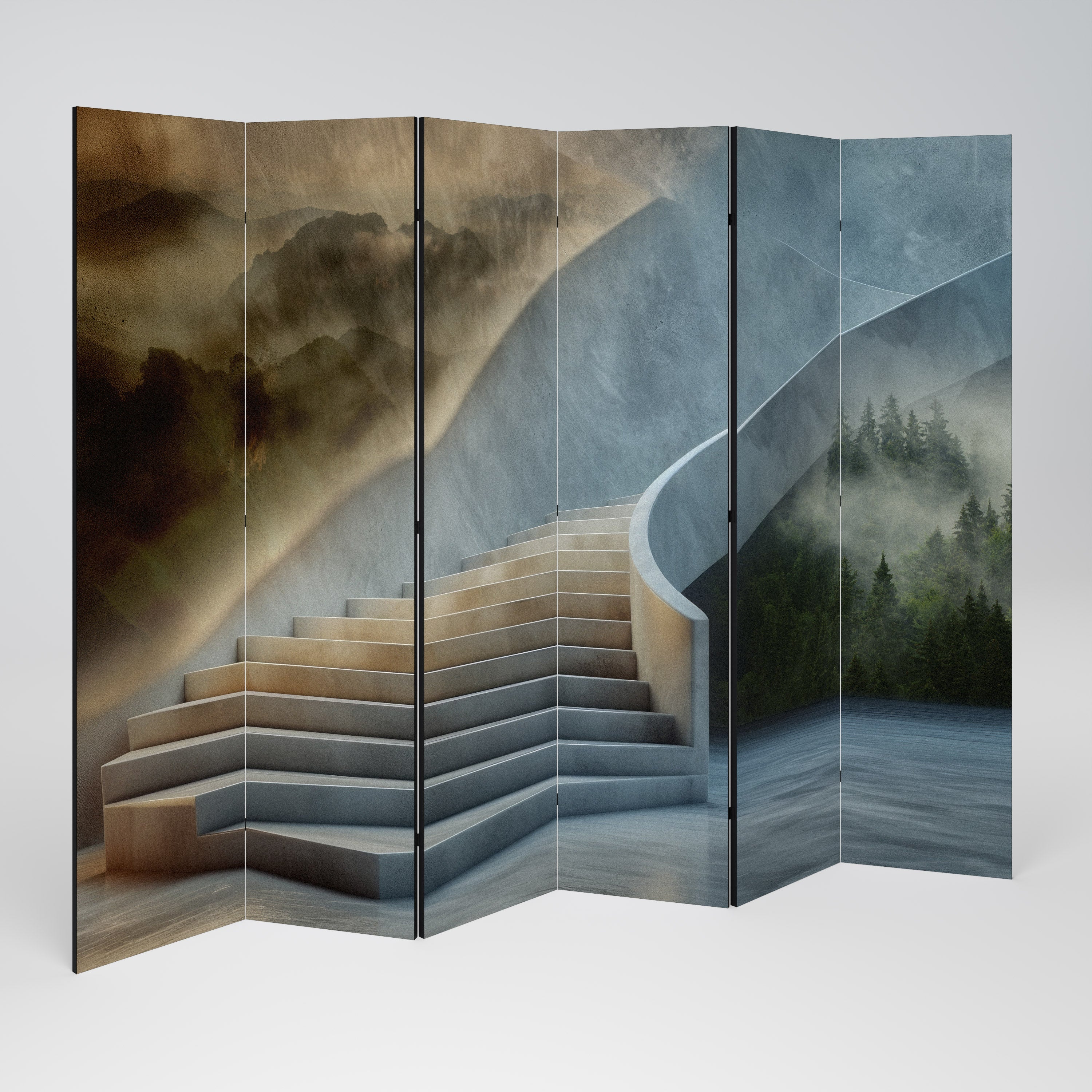 STEPS TO SERENITY Decorative 6-Panel Room Divider