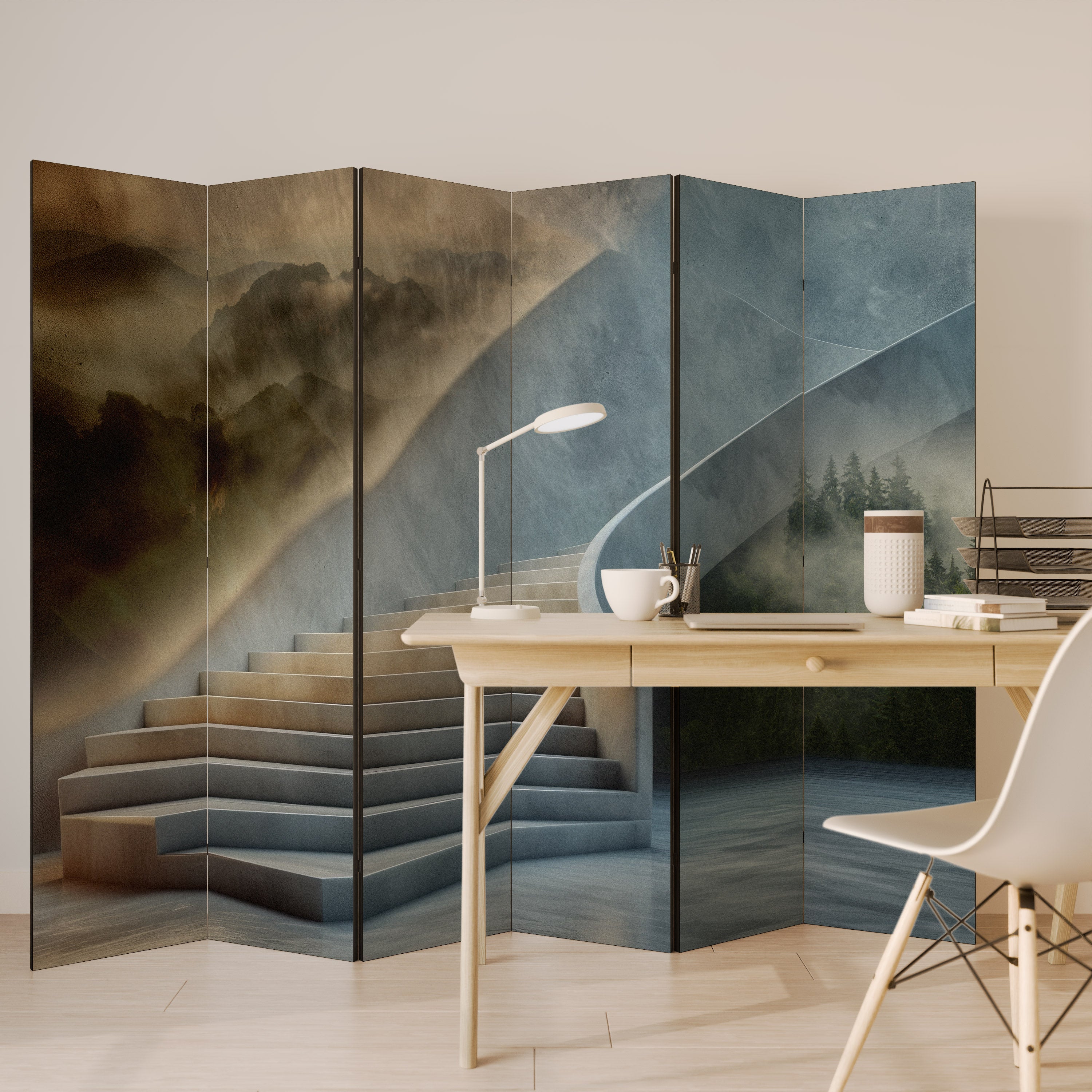 STEPS TO SERENITY Decorative 6-Panel Room Divider