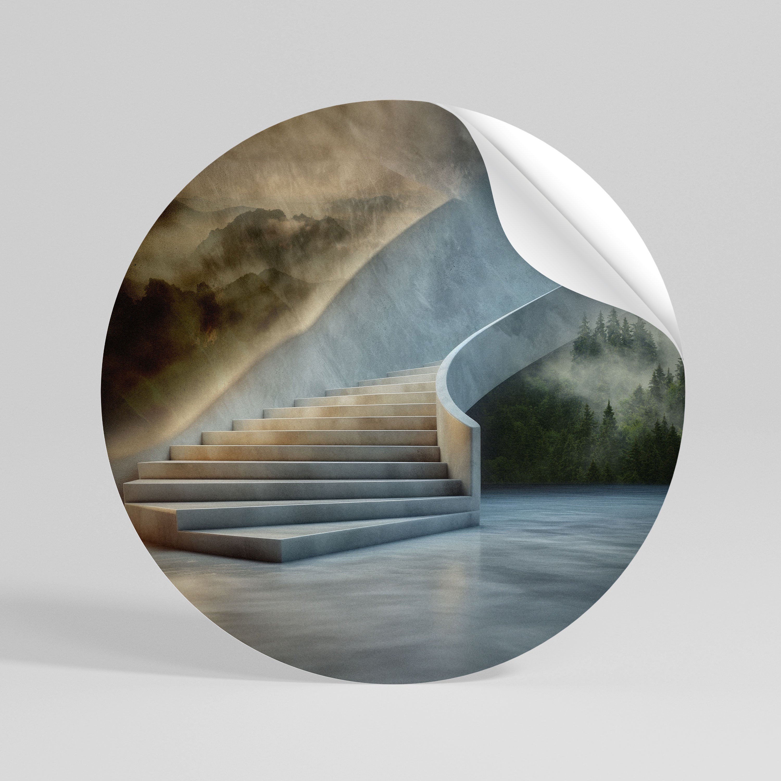 STEPS TO SERENITY Peel and Stick Round Sticker