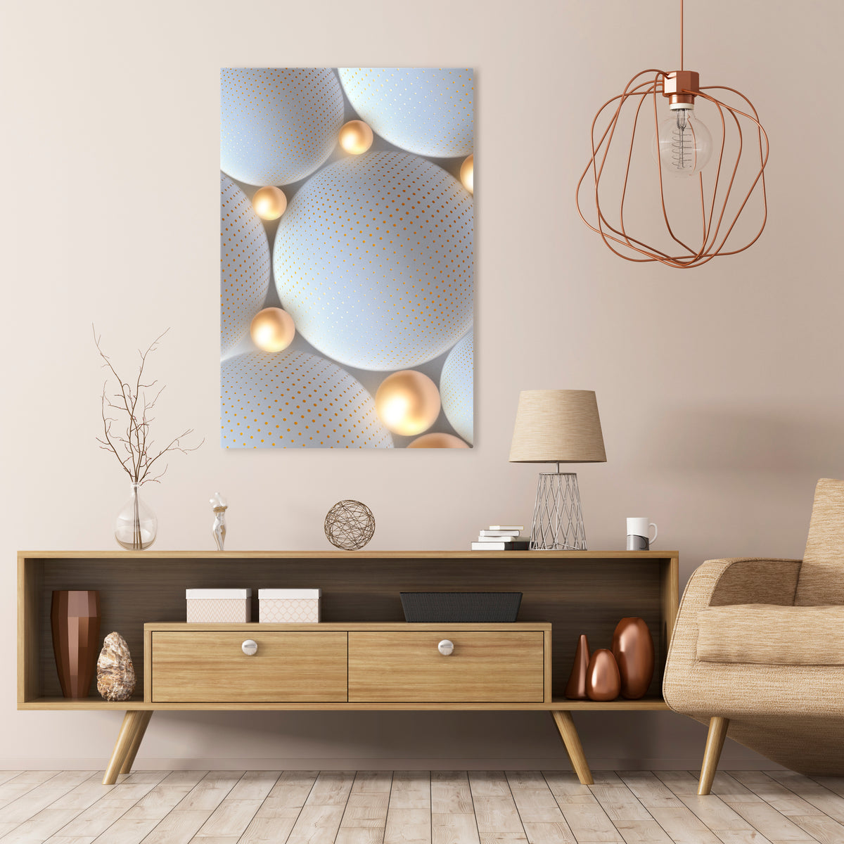LUMINOUS SPHERICAL HARMONY Vertical Canvas Print