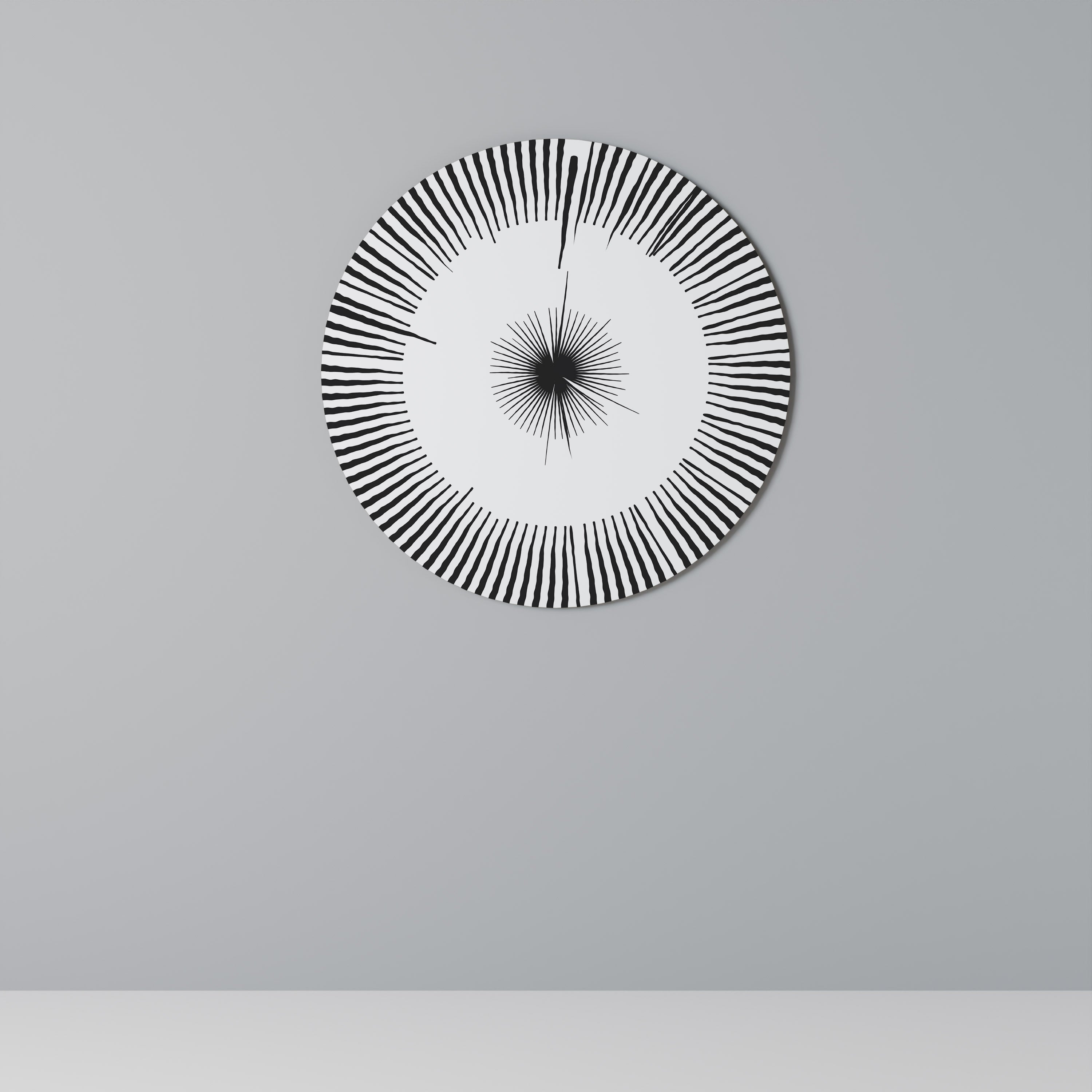 Art mural rond à motif de radiations explosives