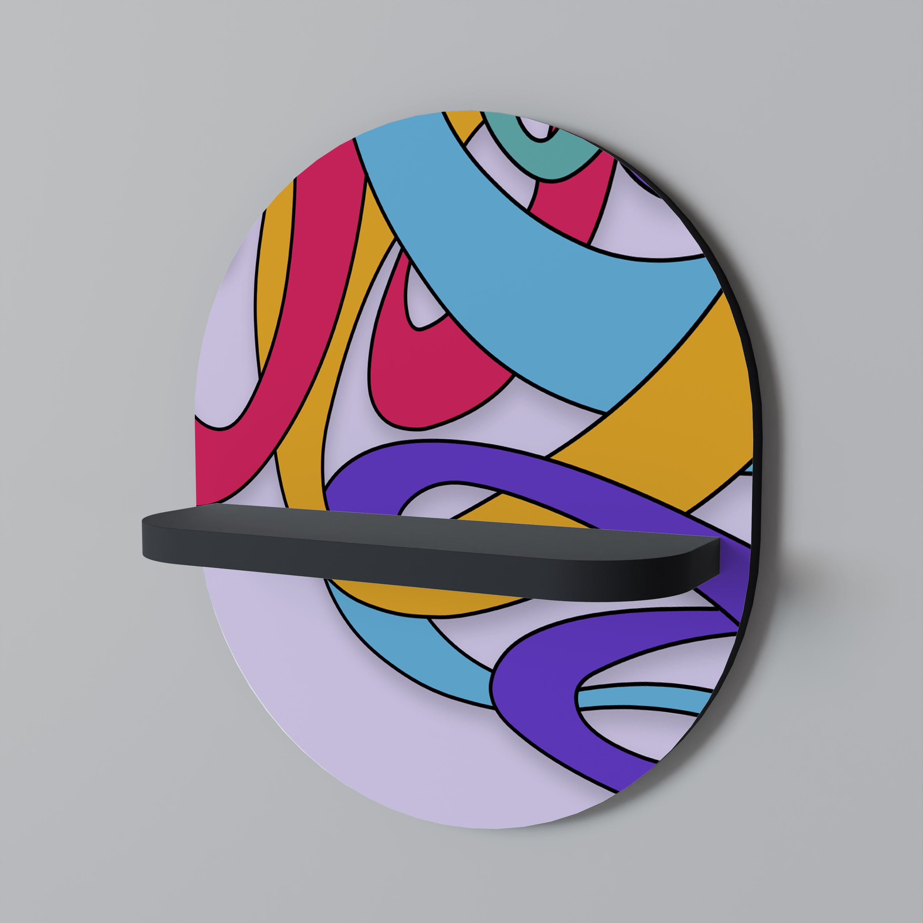 Étagère d'art ovale COLOR STREAM en finition noire