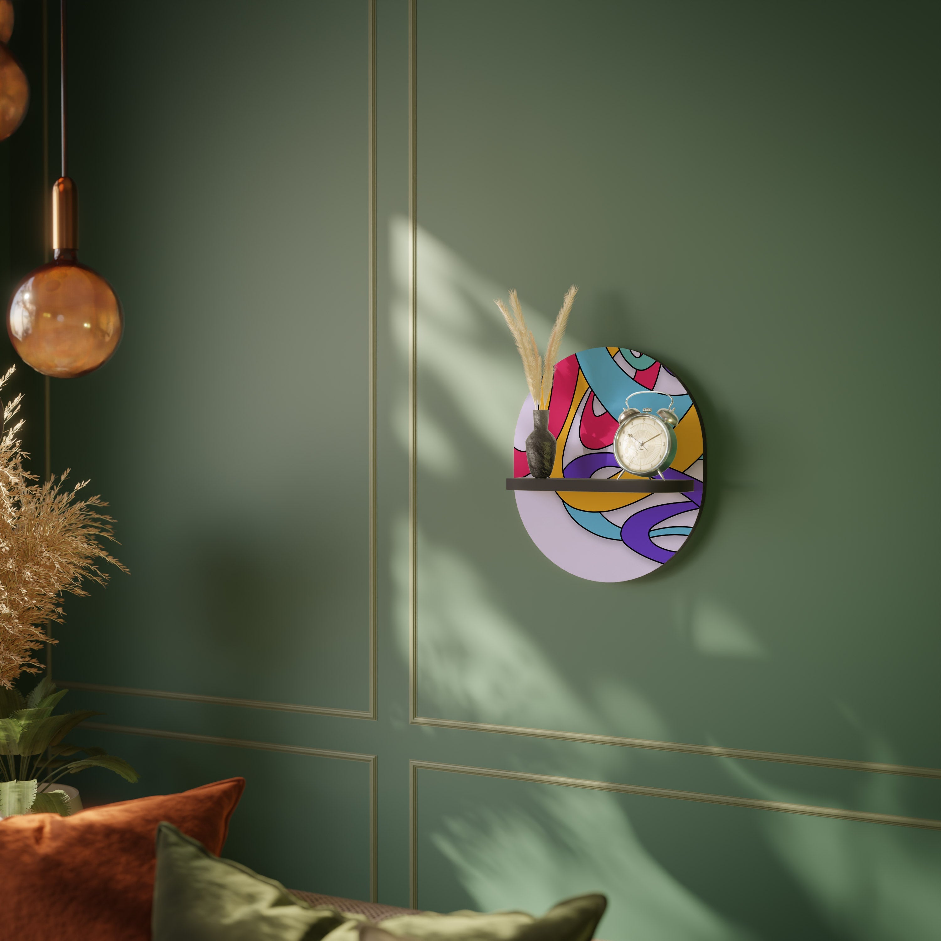 Étagère d'art ovale COLOR STREAM en finition noire