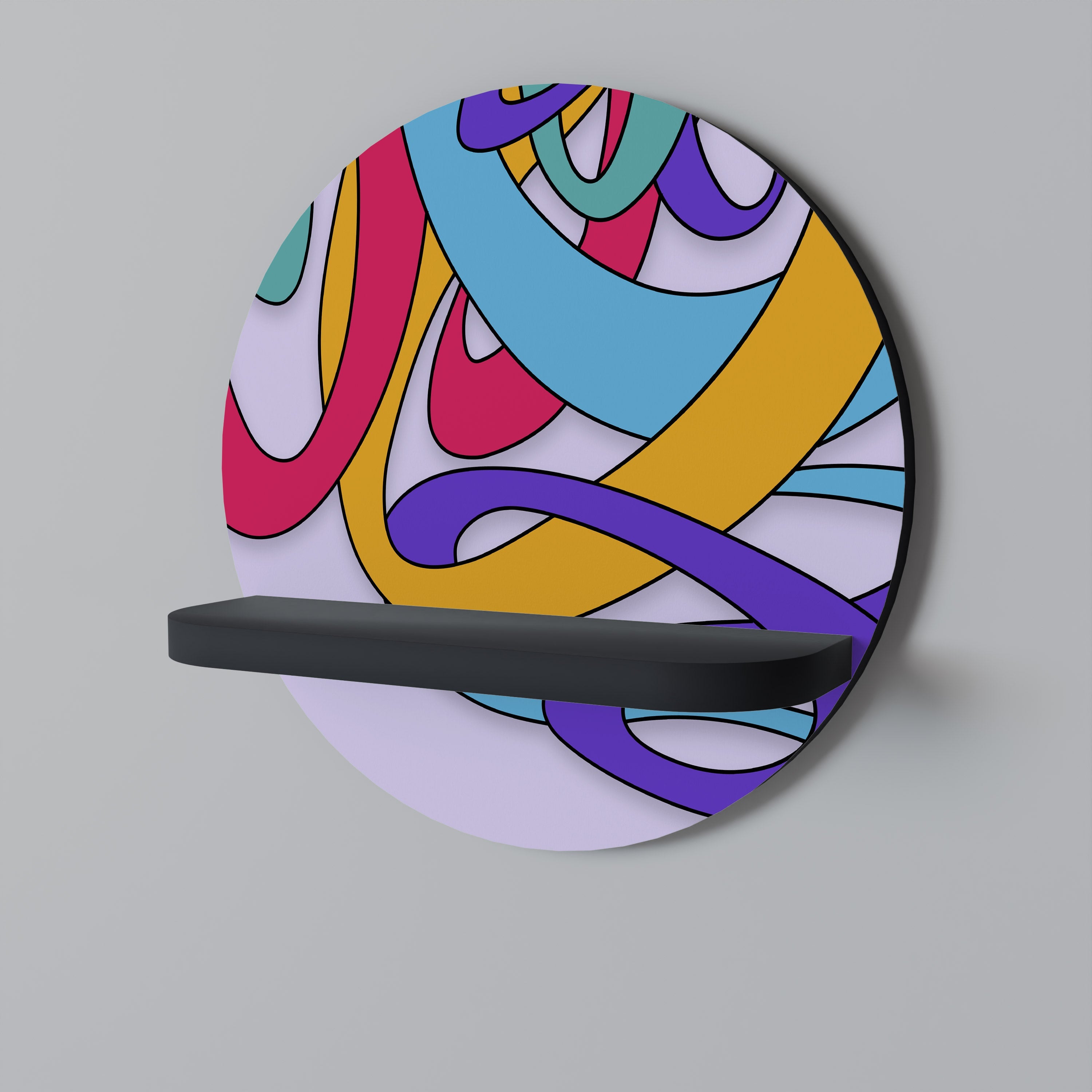 Étagère d'art ronde COLOR STREAM en finition noire