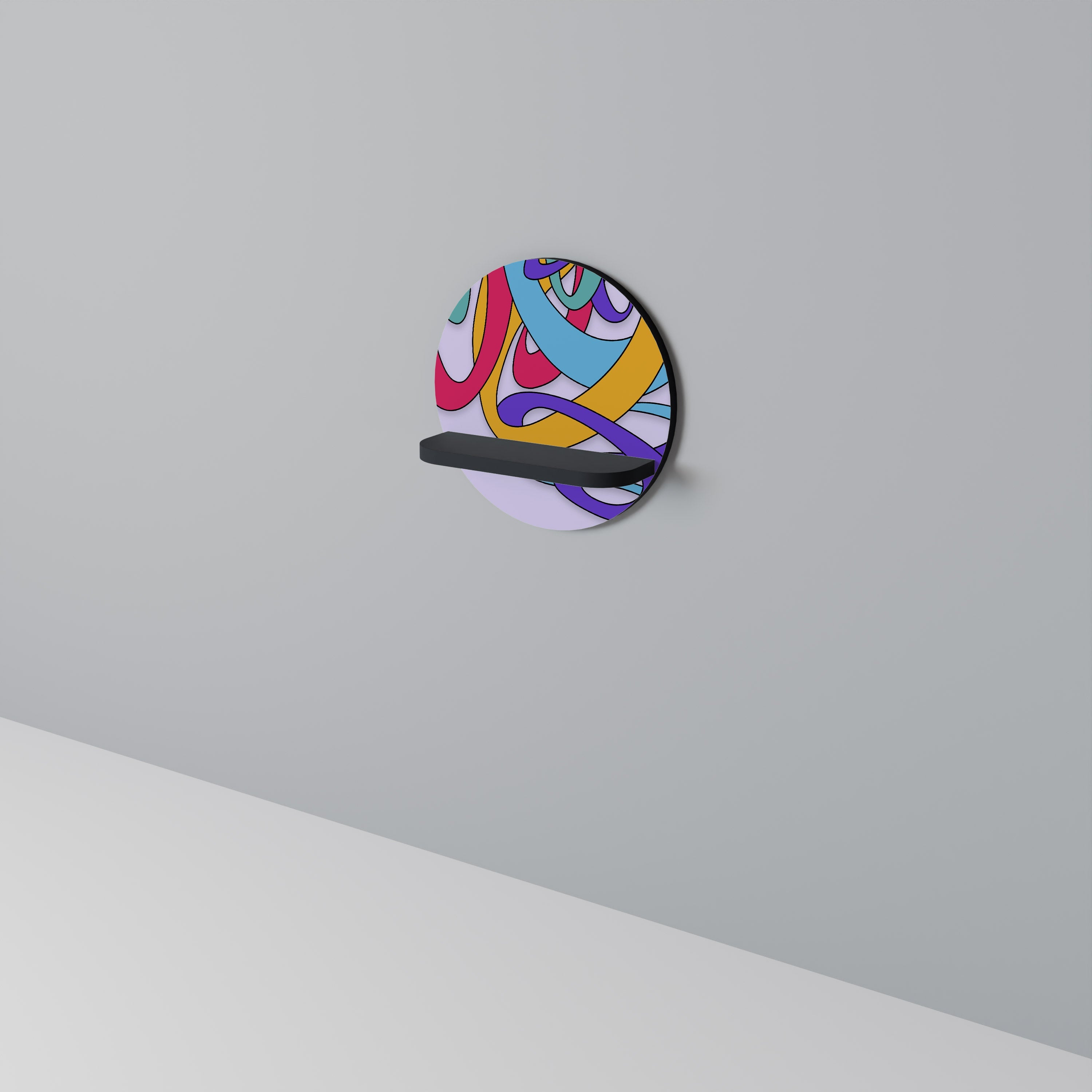 Étagère d'art ronde COLOR STREAM en finition noire