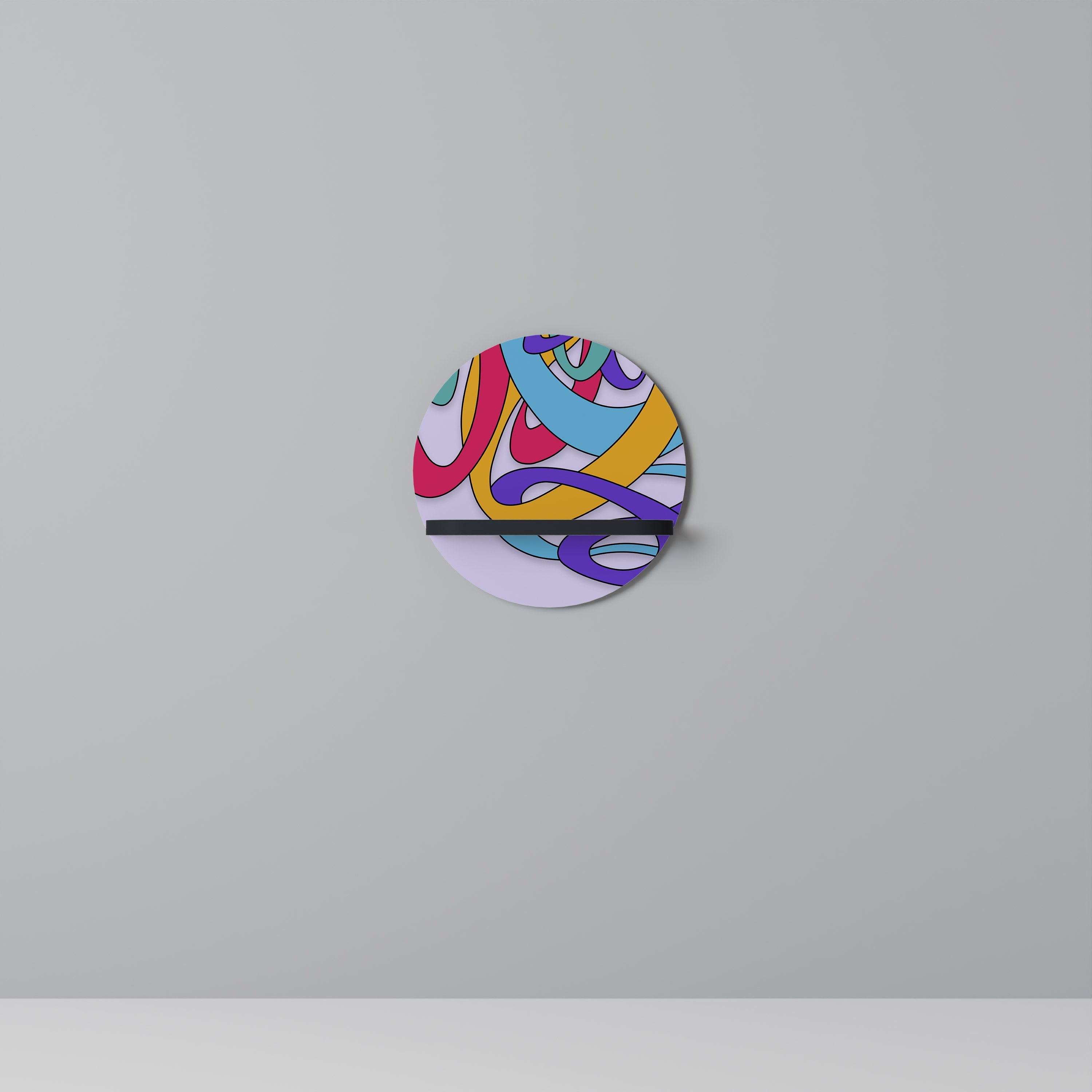 Étagère d'art ronde COLOR STREAM en finition noire