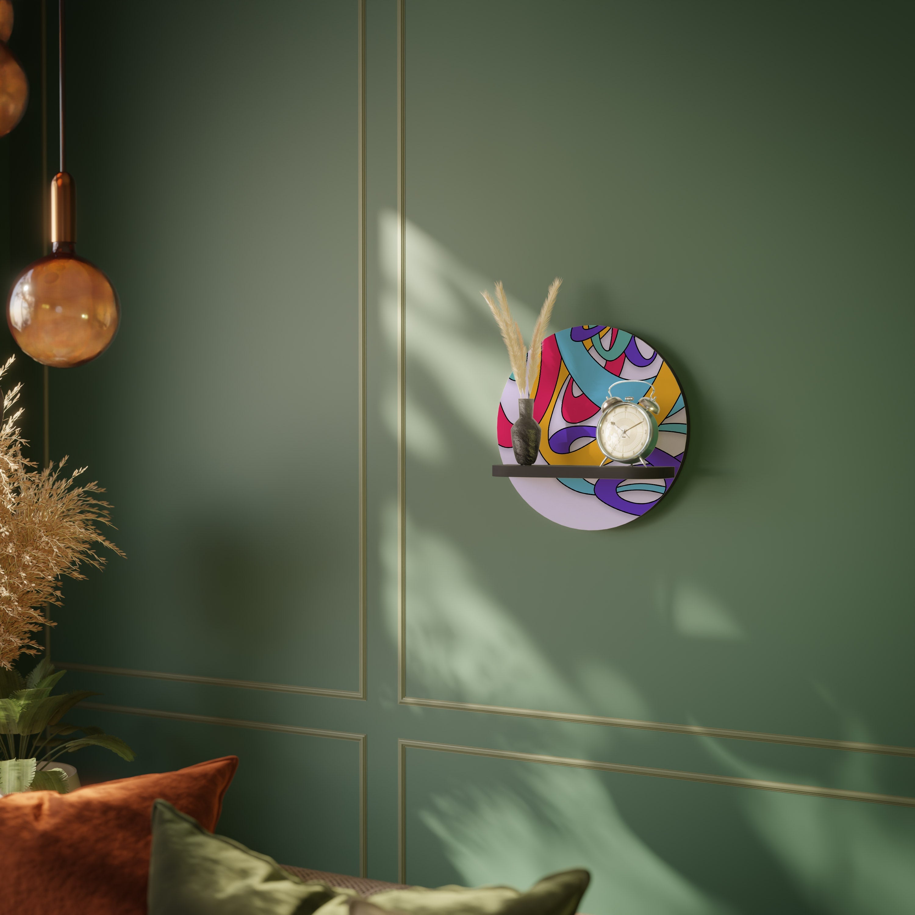 Étagère d'art ronde COLOR STREAM en finition noire