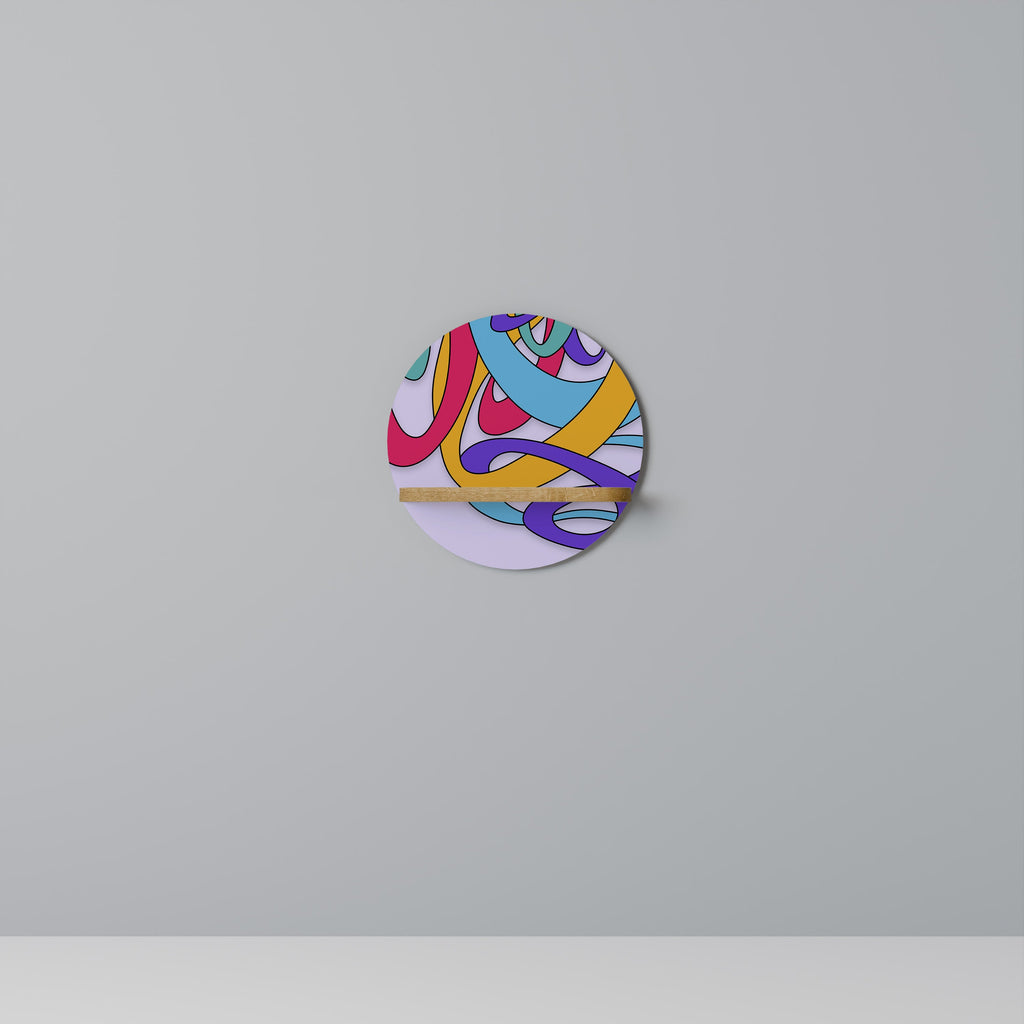 Étagère d'art ronde COLOR STREAM effet chêne