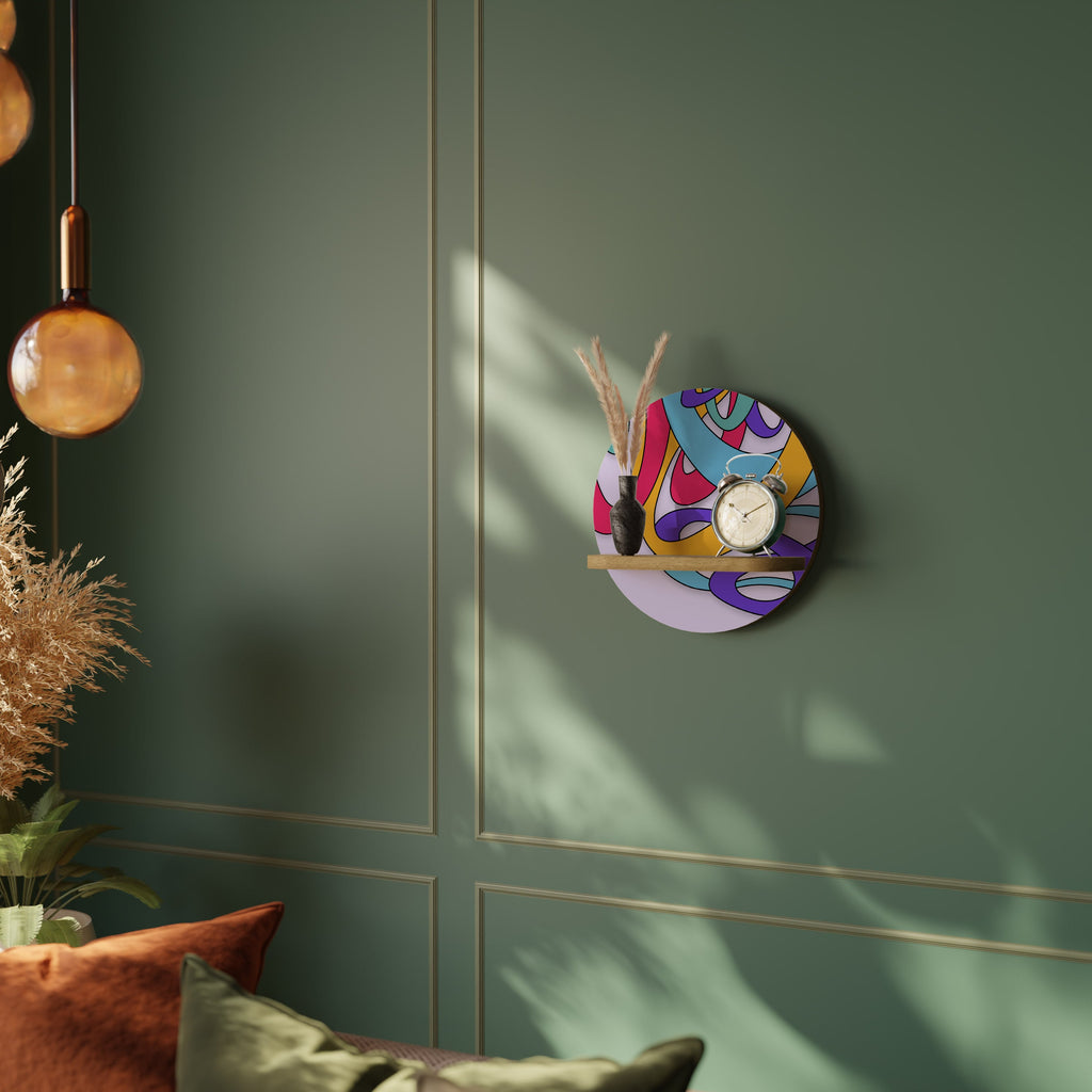 Étagère d'art ronde COLOR STREAM effet chêne