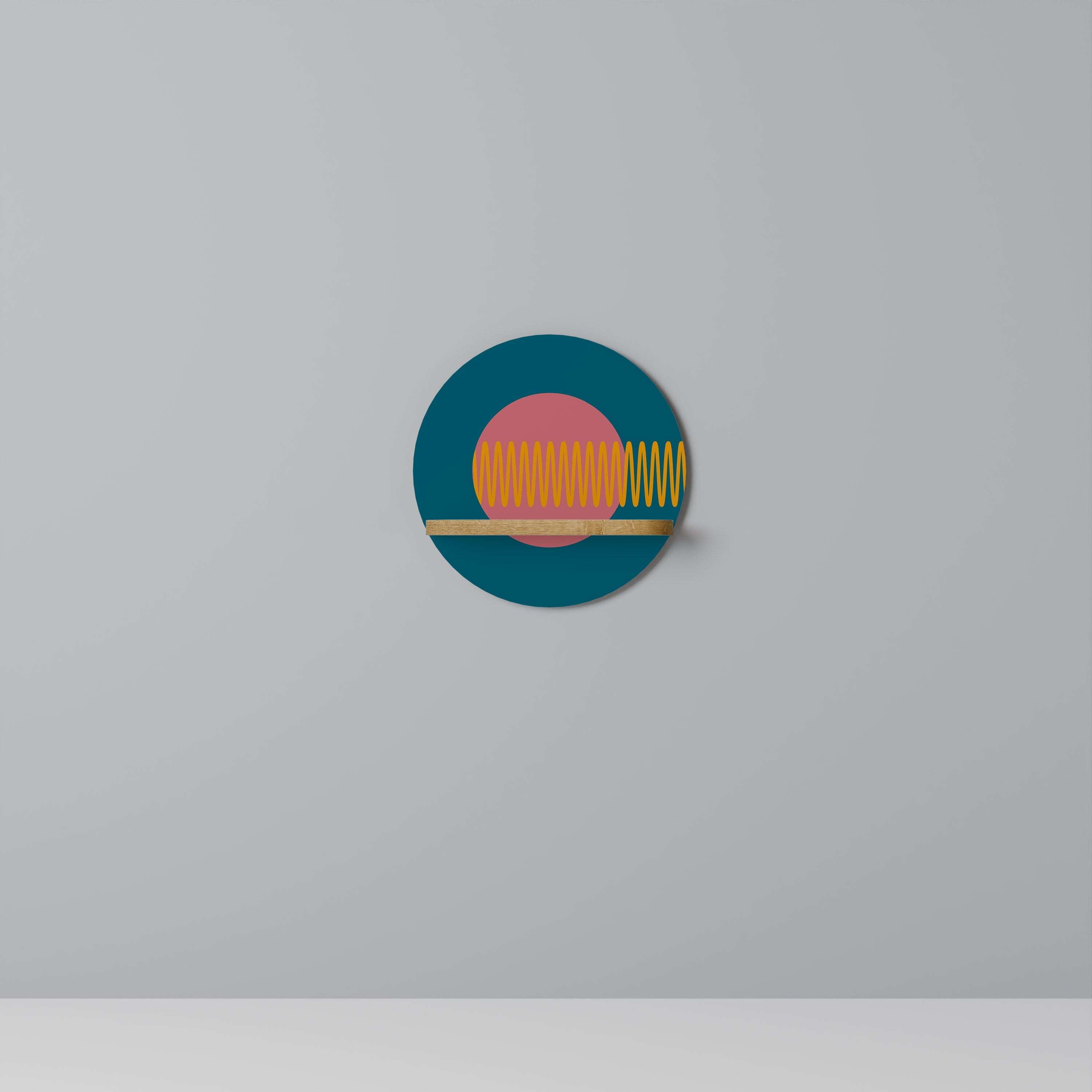 Étagère d'art ronde SOUND SOURCE effet chêne