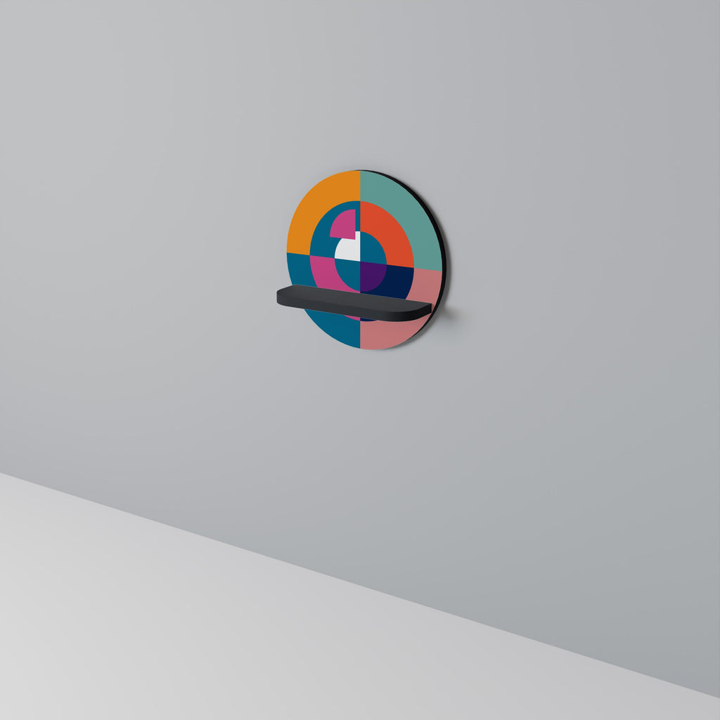 CREATING TOGETHER Round Art Shelf In Black Finish