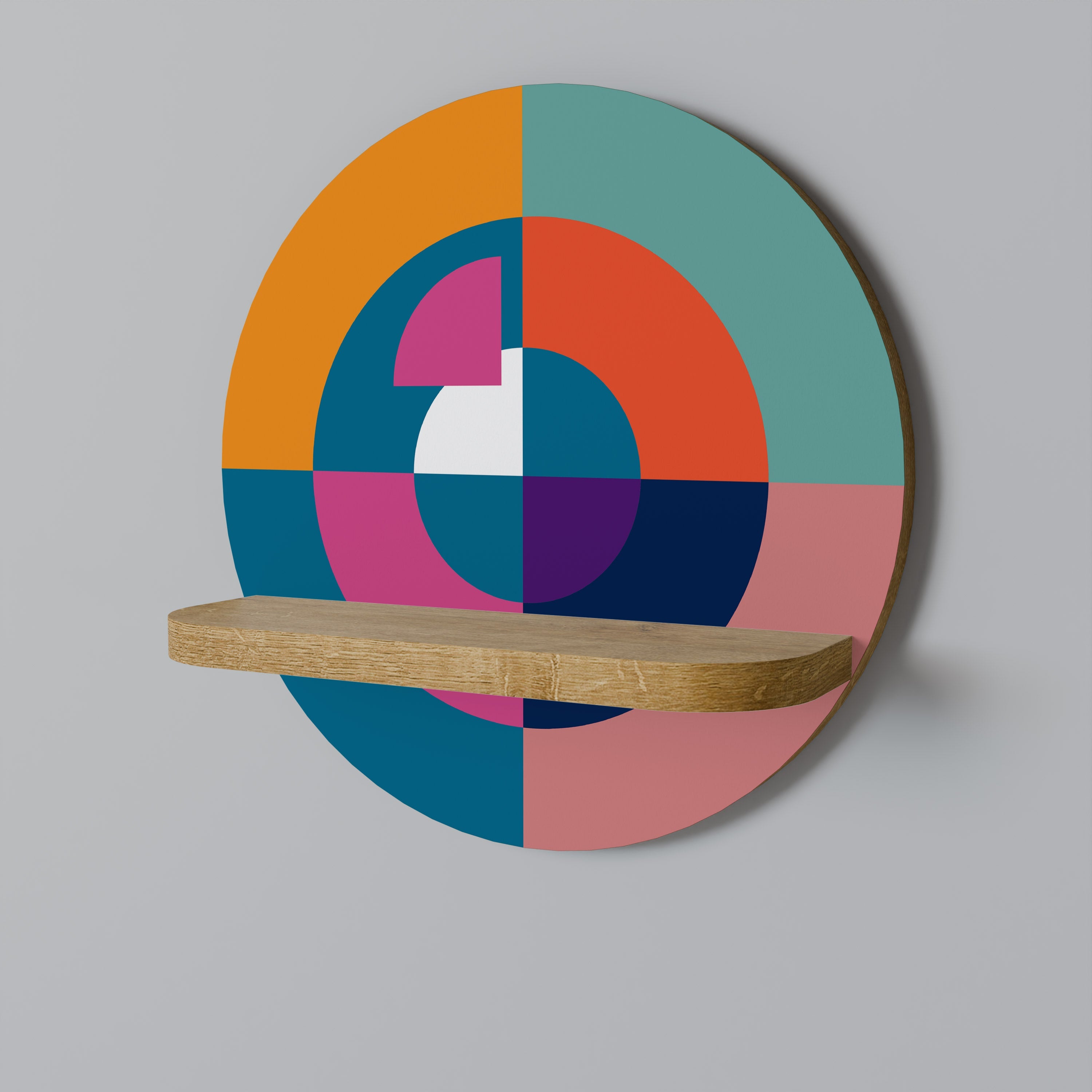 CRÉER ENSEMBLE Étagère d'art ronde effet chêne