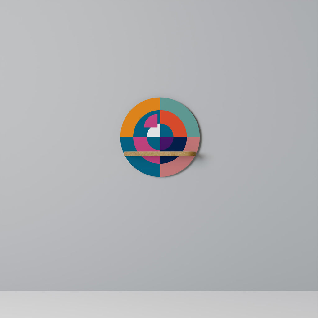 CRÉER ENSEMBLE Étagère d'art ronde effet chêne