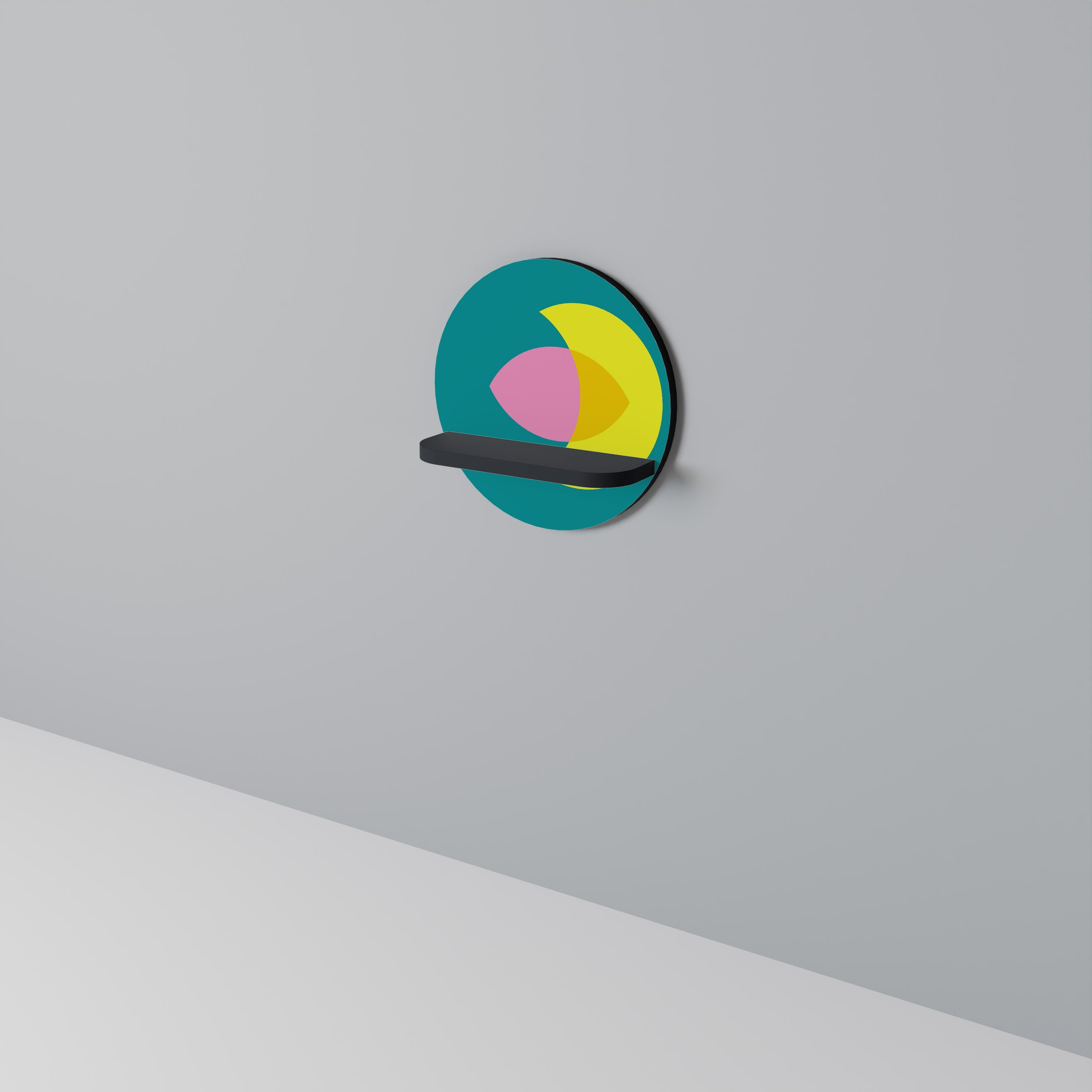 SOUTIEN SPIRITUEL Étagère d'art ronde en finition noire