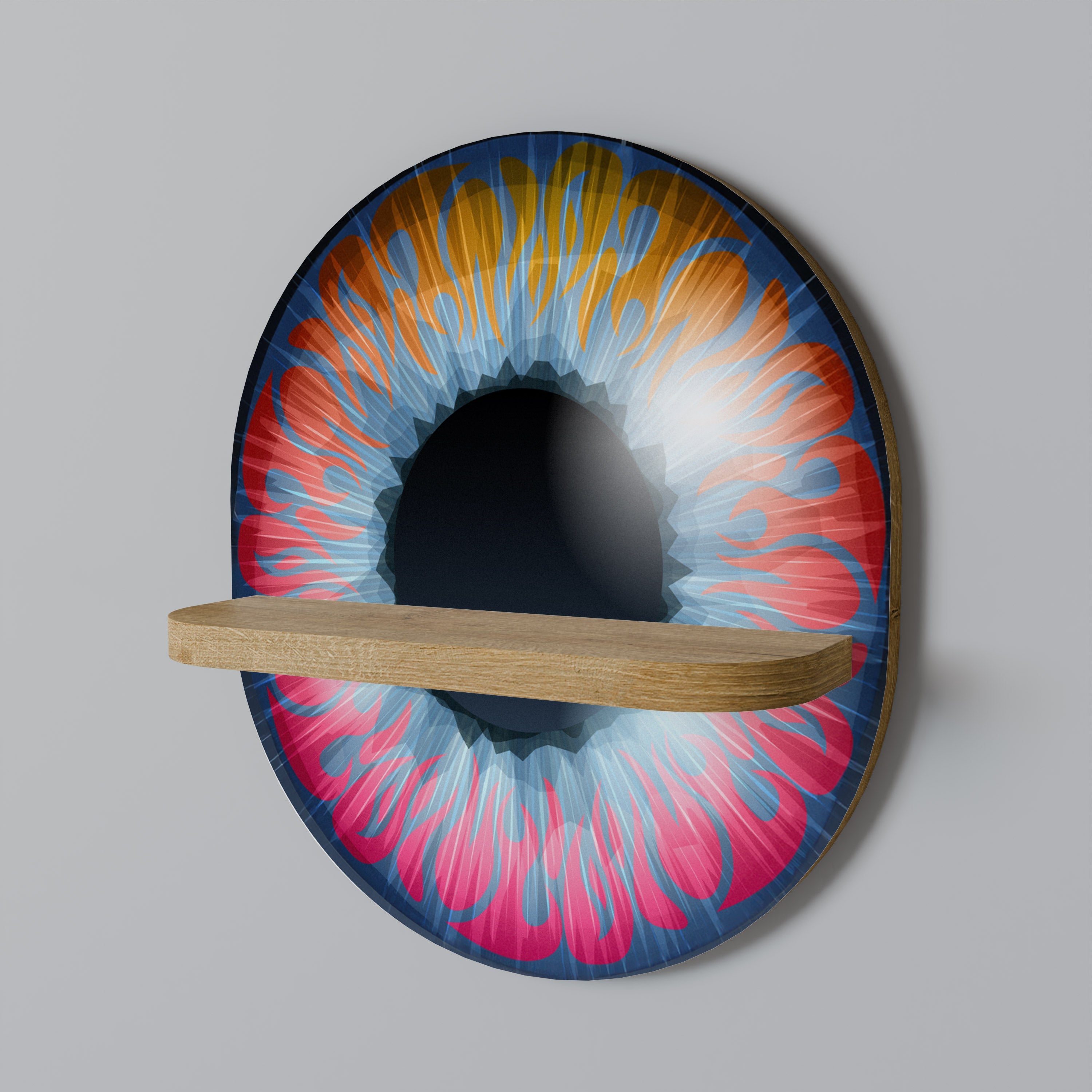 Étagère d'art ovale FANTASY EYE effet chêne