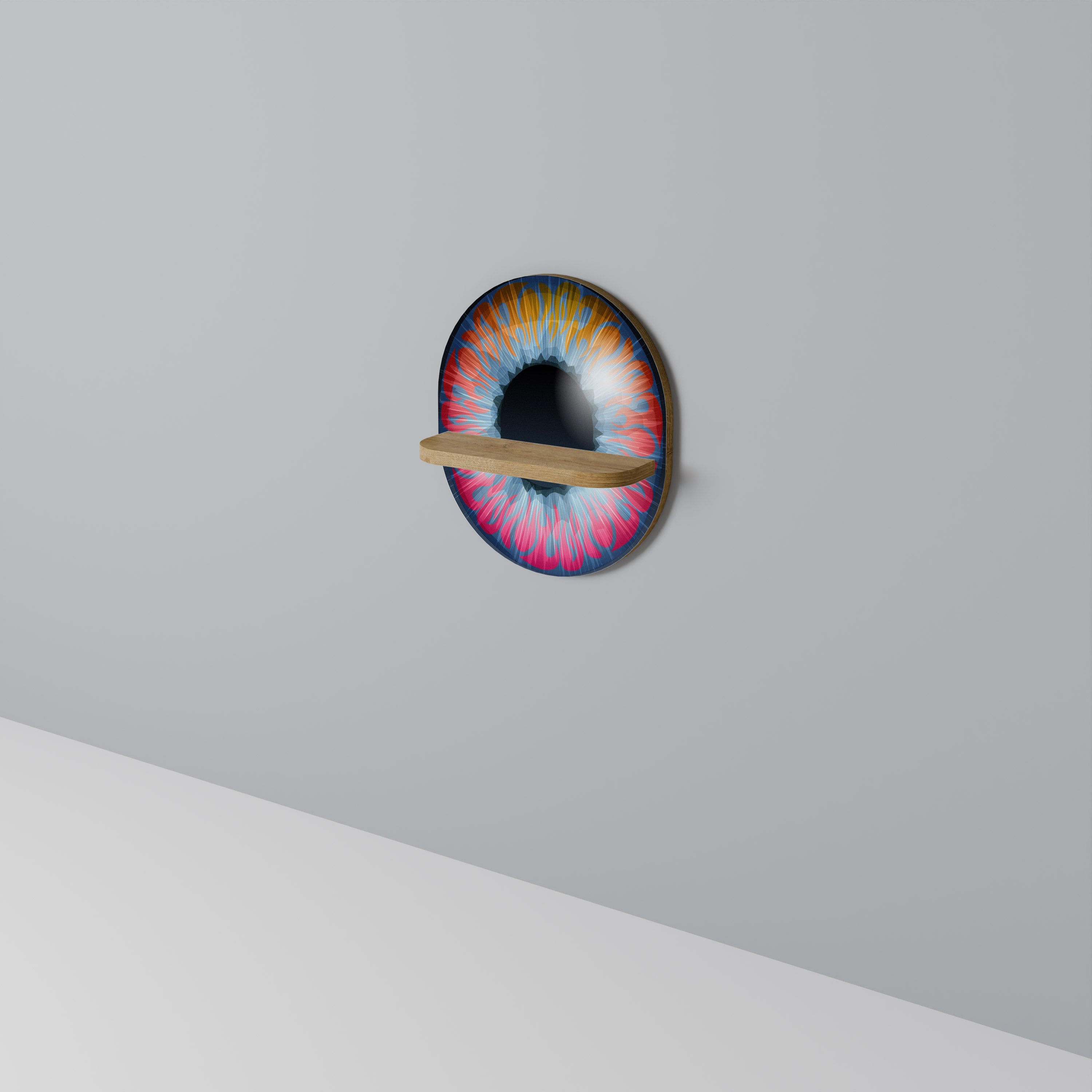 Étagère d'art ovale FANTASY EYE effet chêne